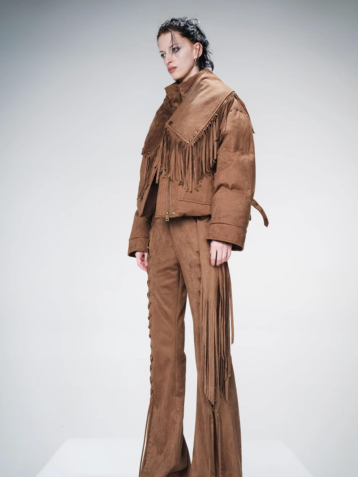 UpdateNN NORTH NODE Detachable Fringe Down Jacket With White Duck Feathers