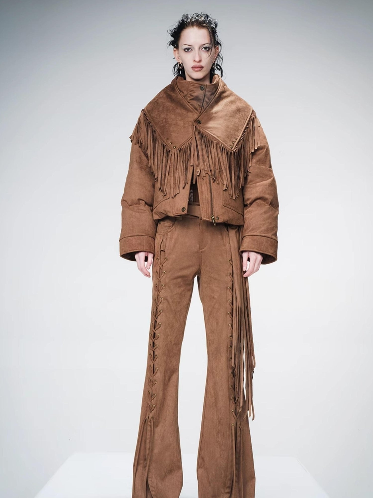 UpdateNN NORTH NODE Detachable Fringe Down Jacket With White Duck Feathers