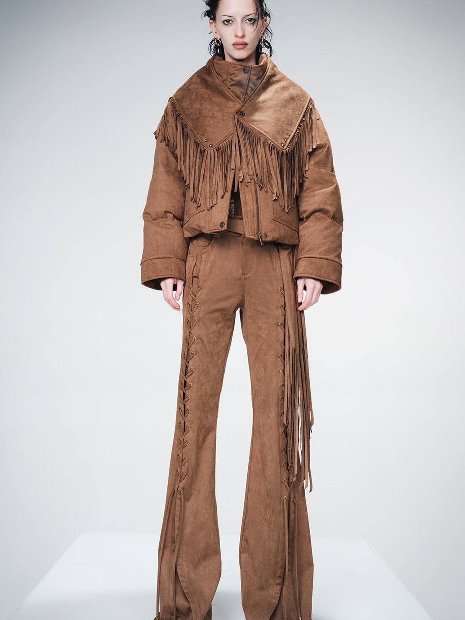 UpdateNN NORTH NODE Detachable Fringe Down Jacket With White Duck Feathers