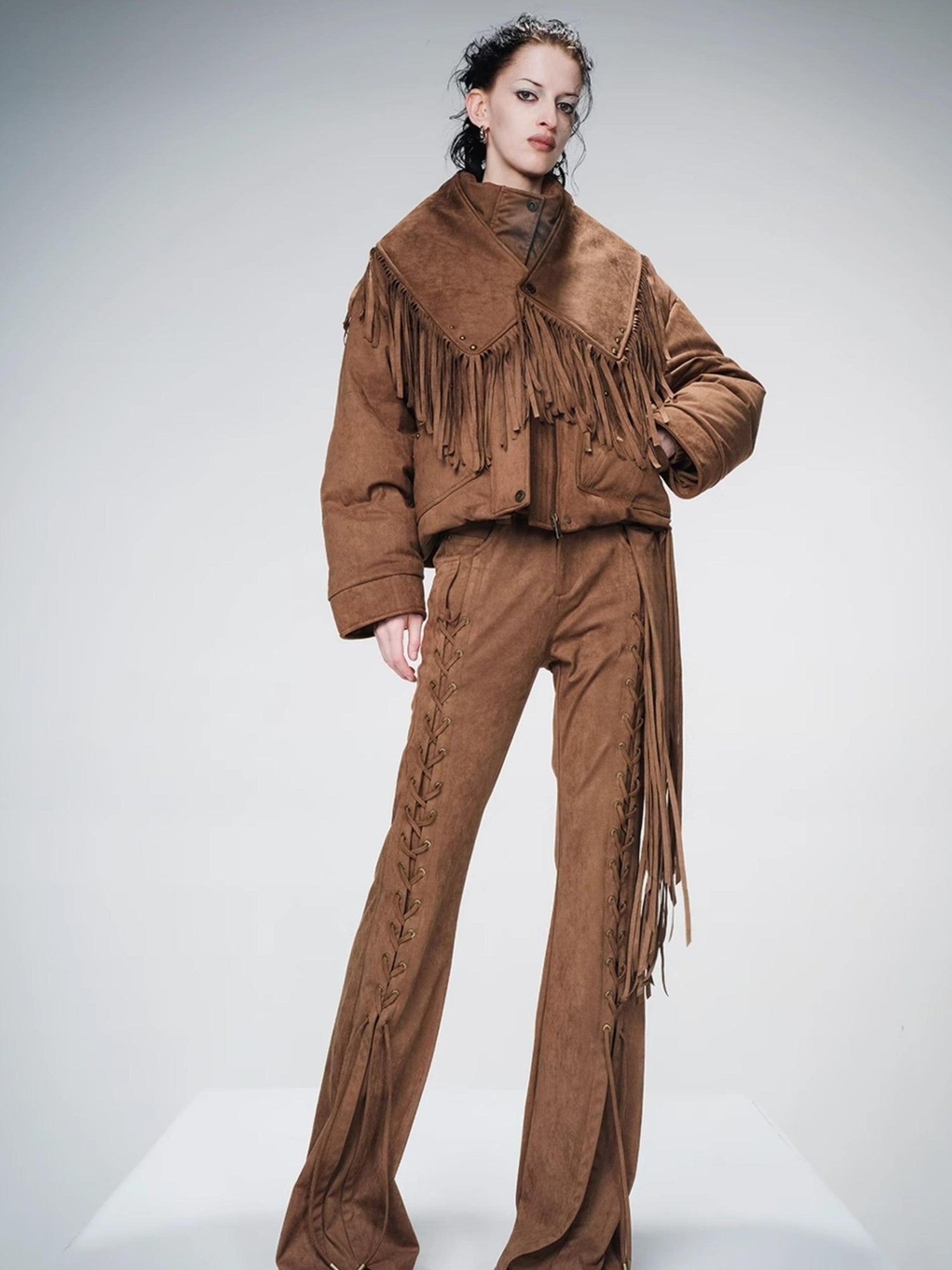 UpdateNN NORTH NODE Detachable Fringe Down Jacket With White Duck Feathers