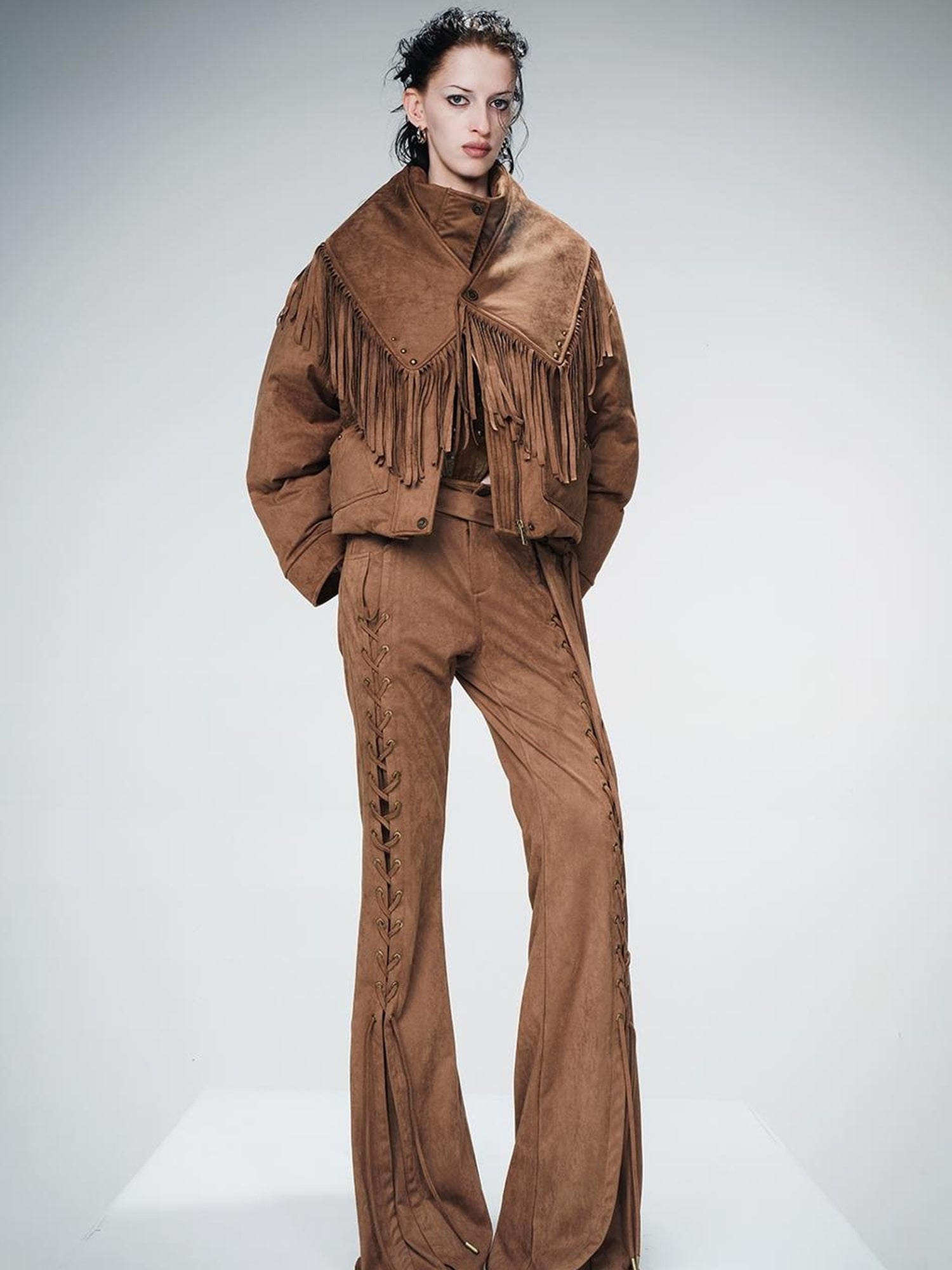 UpdateNN NORTH NODE Detachable Fringe Down Jacket With White Duck Feathers