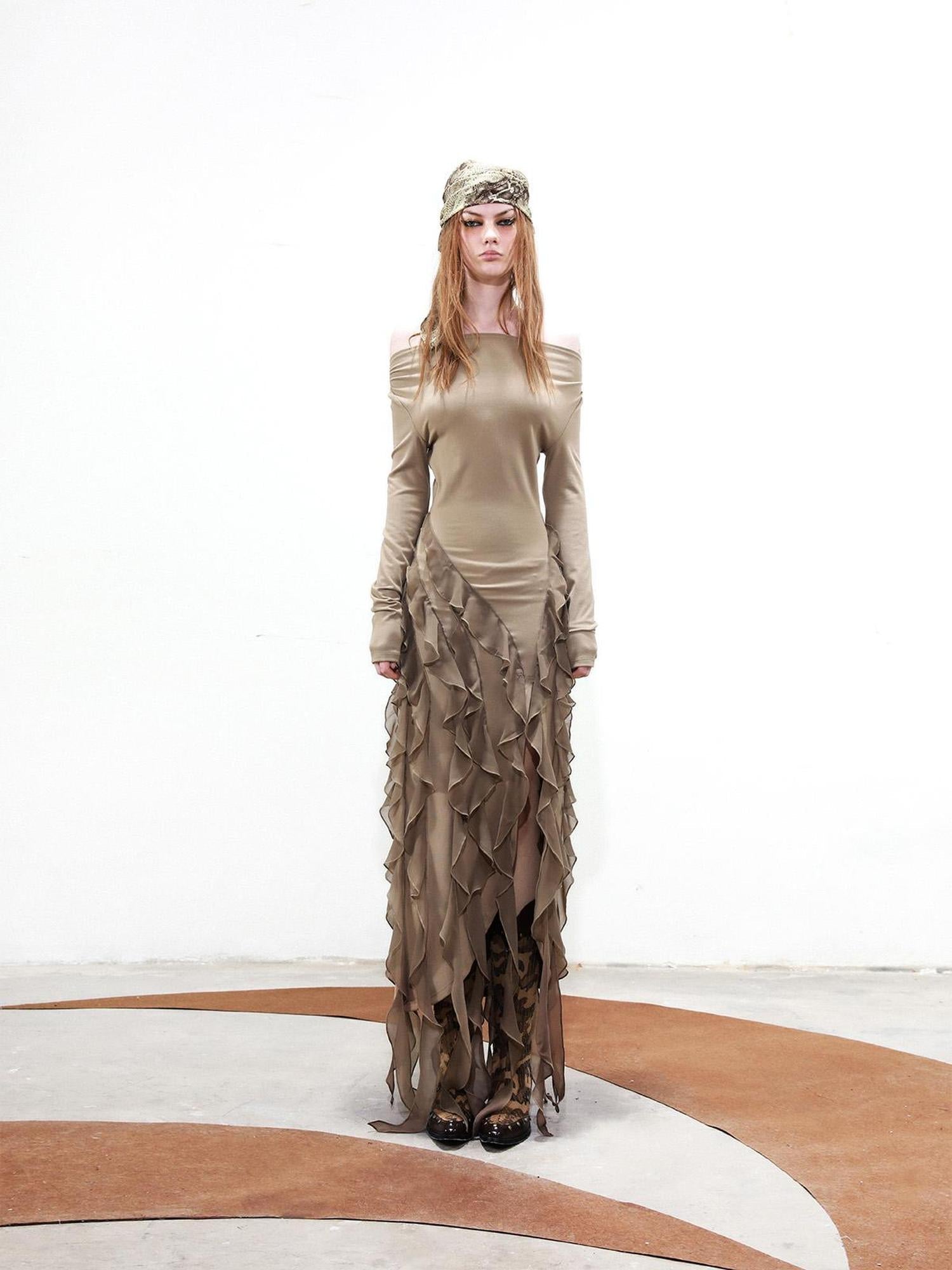 UpdateNN NORTH NODE Detachable Peplum Vest Hem Ruffle Dress