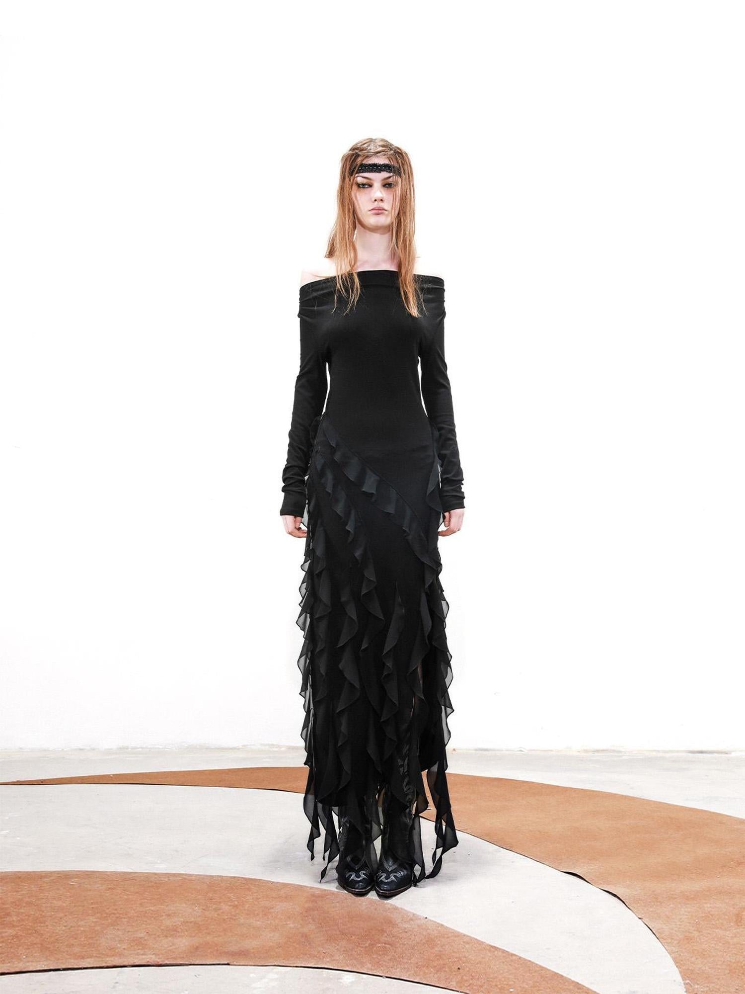 UpdateNN NORTH NODE Detachable Peplum Vest Hem Ruffle Dress