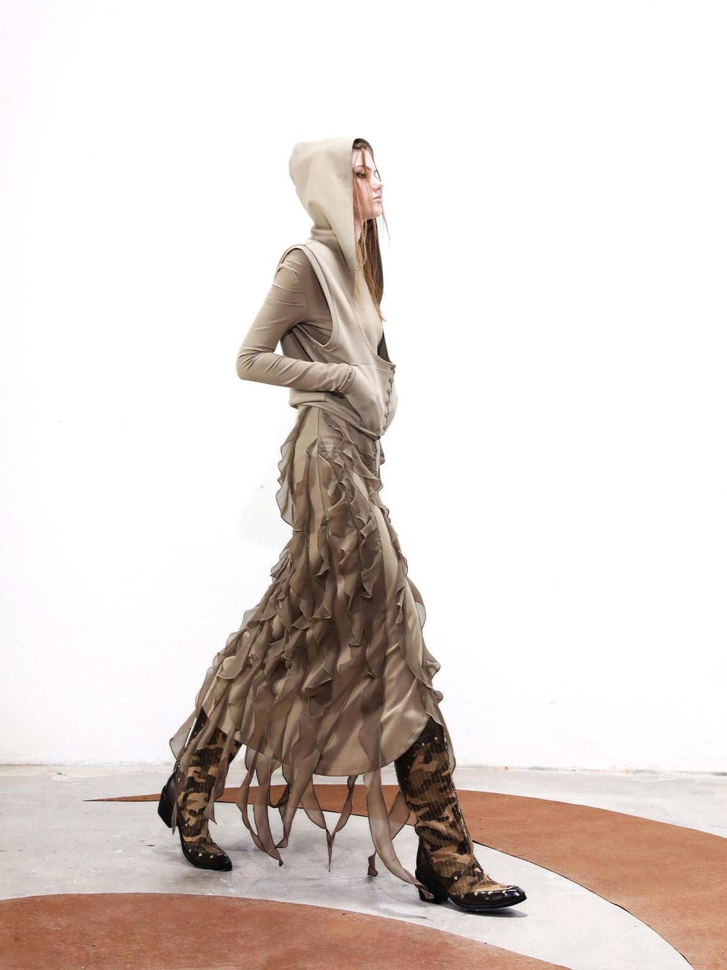 UpdateNN NORTH NODE Detachable Peplum Vest Hem Ruffle Dress