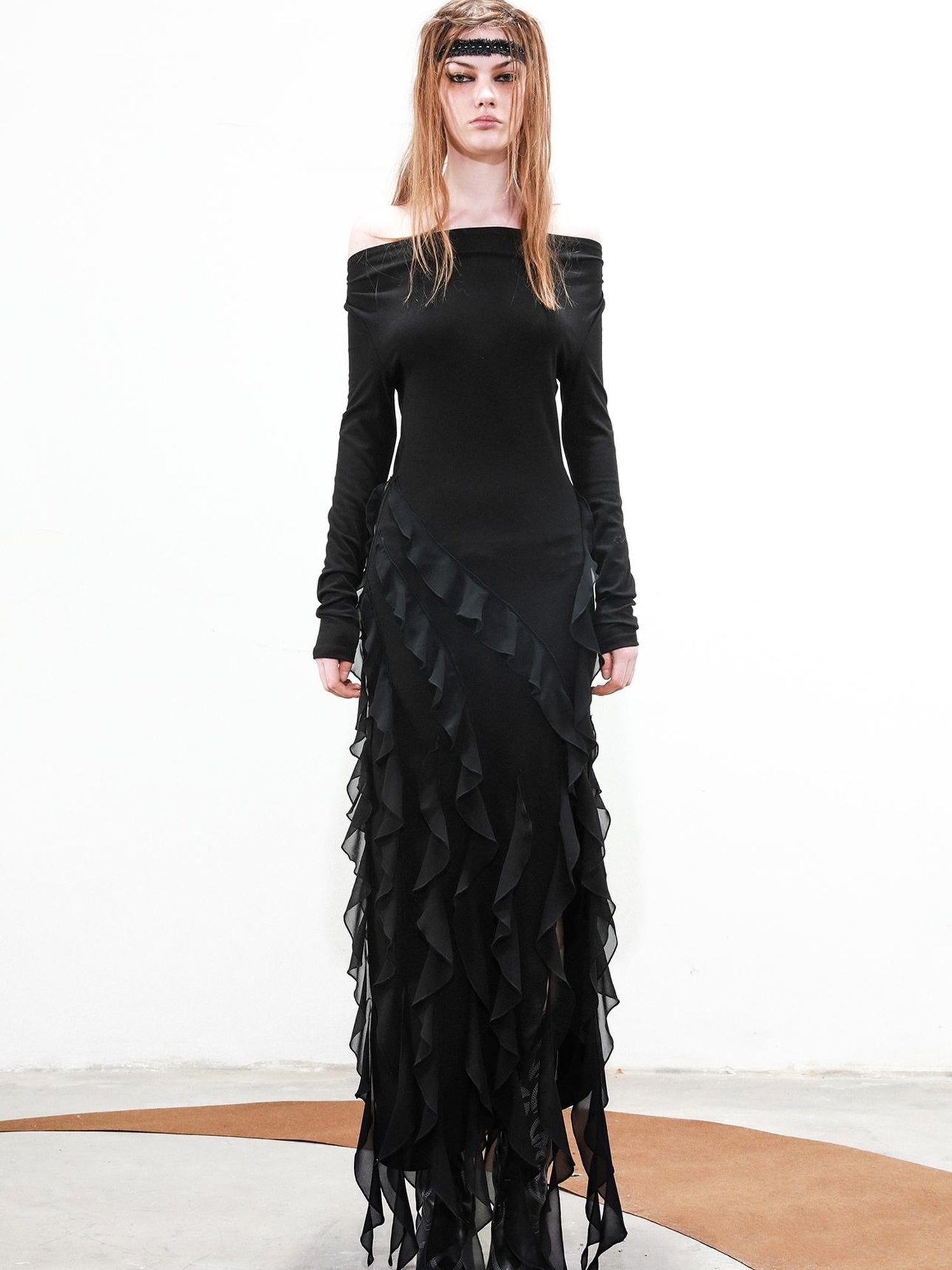 UpdateNN NORTH NODE Detachable Peplum Vest Hem Ruffle Dress