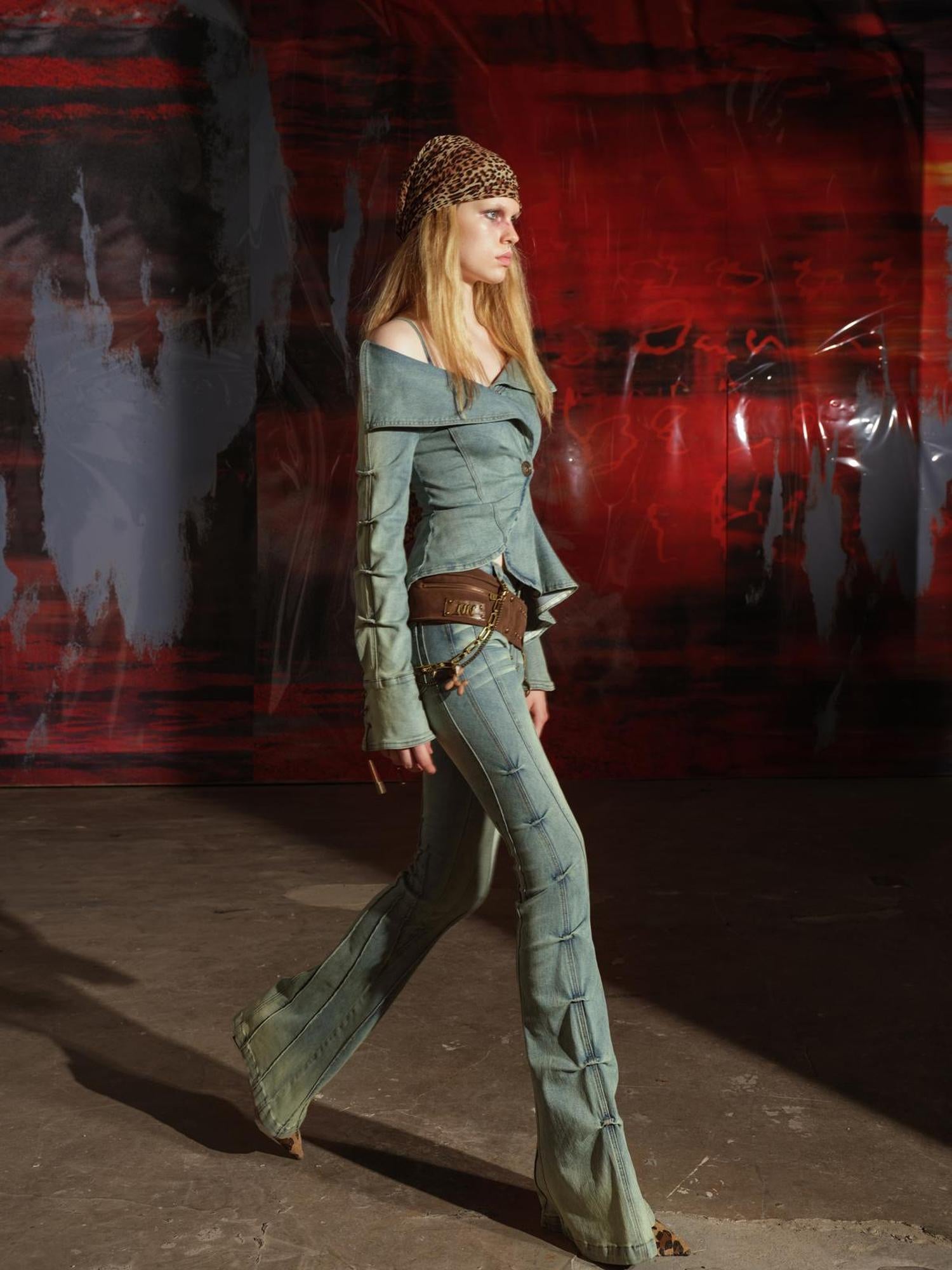 UpdateNN NORTH NODE Distressed Denim Flares With Faded Wash
