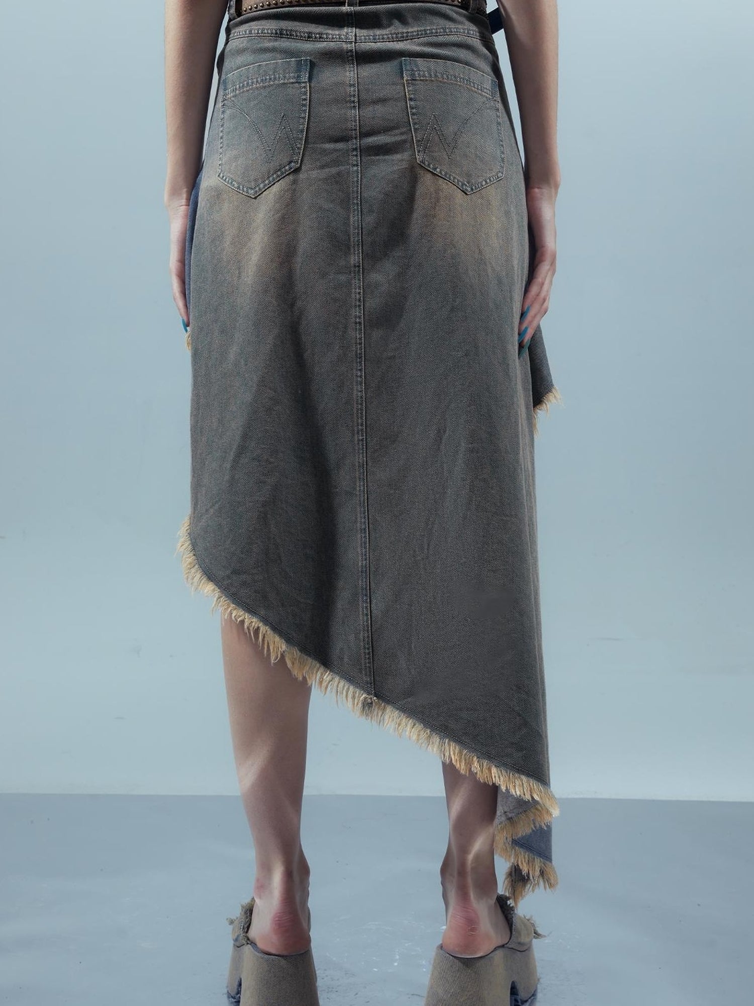 UpdateNN NORTH NODE Distressed Denim Frayed Hem Skirt With Shorts