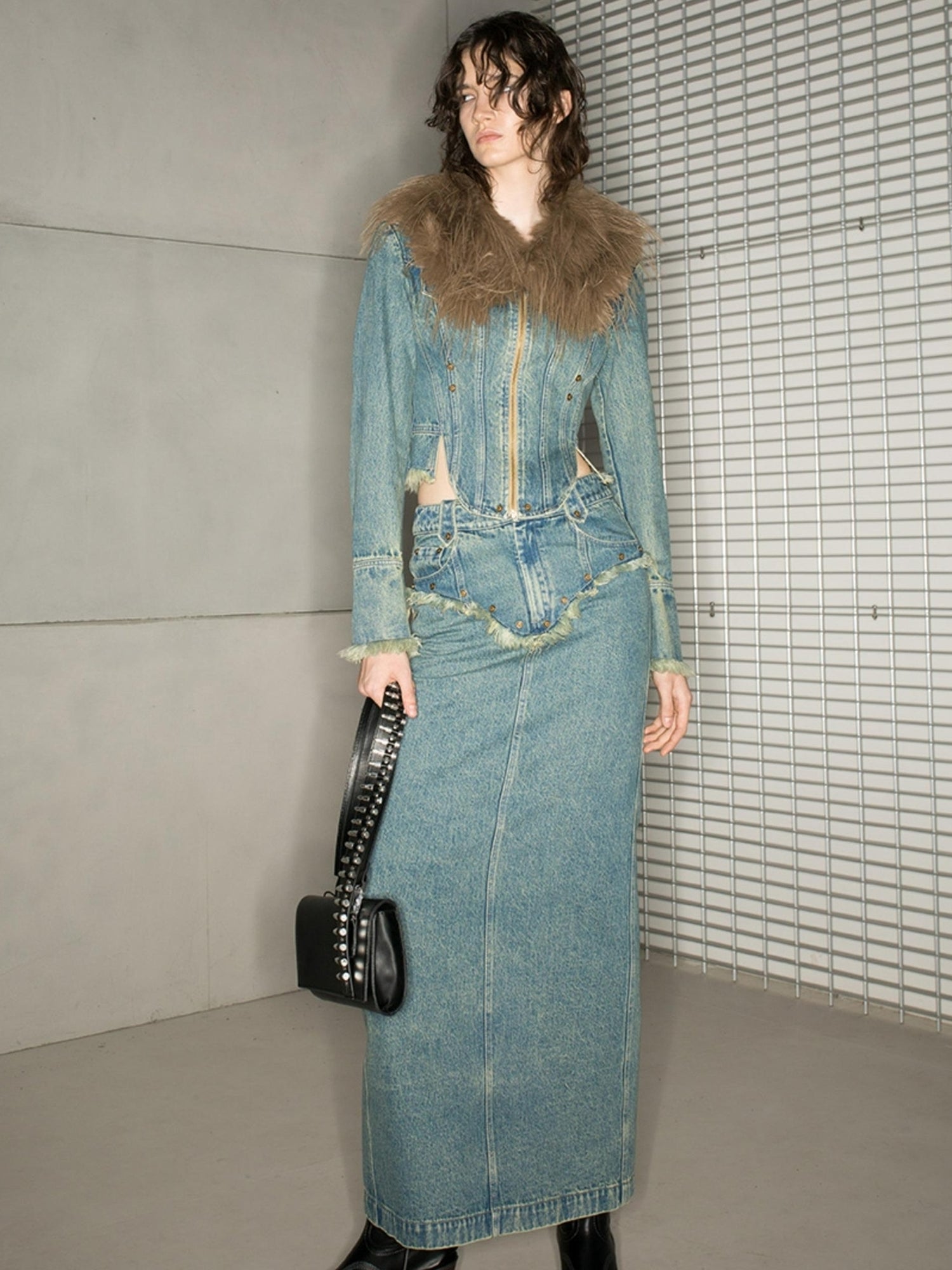 NN NORTH NODE Distressed Frayed Denim Set 2024 Ss