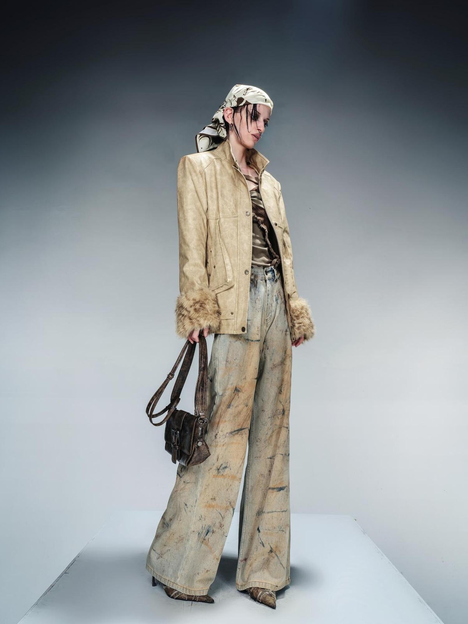 NN NORTH NODE Distressed Wide Leg Denim Pants