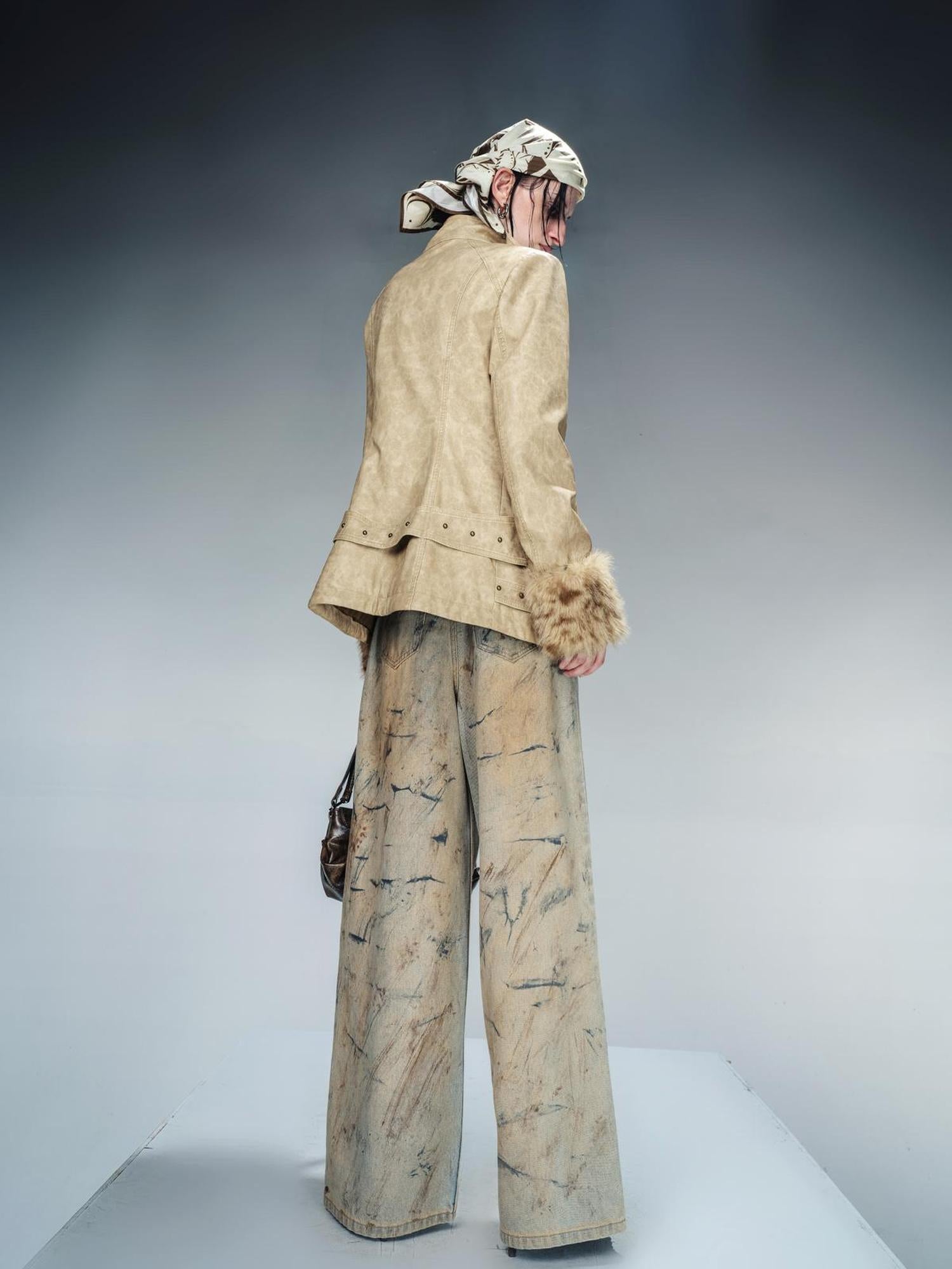 NN NORTH NODE Distressed Wide Leg Denim Pants
