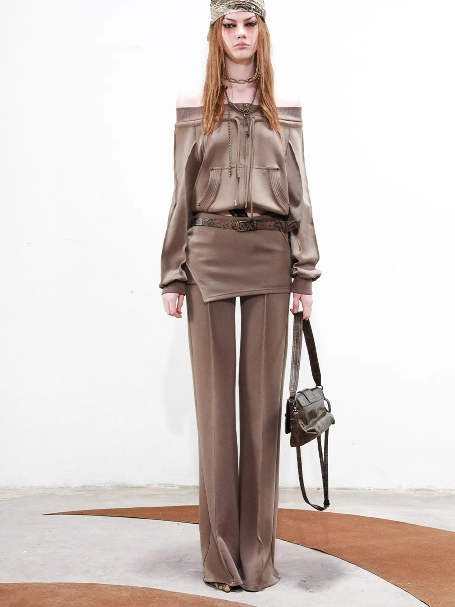 UpdateNN NORTH NODE Draped Layer Skirt Pants With Asymmetrical Apron