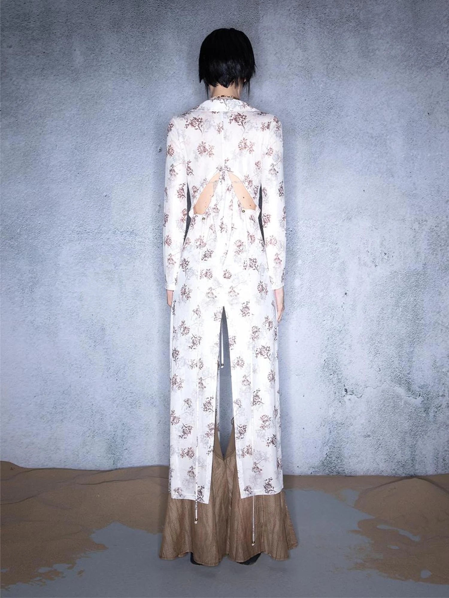 Elastic Mesh Sheer Long Kimono With Adjustable Tie