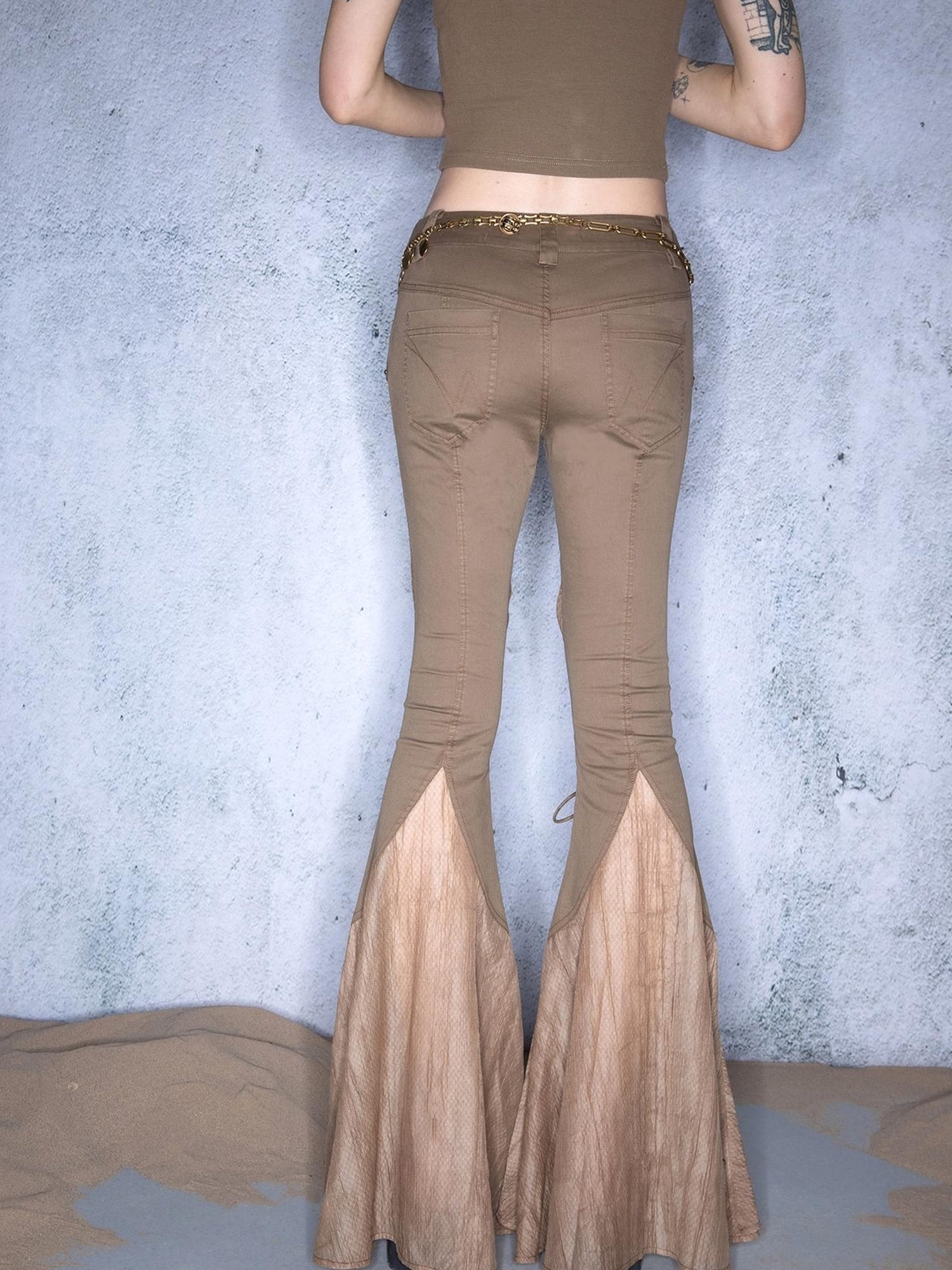 UpdateNN NORTH NODE Ember Glow Dawn Flared Chiffon Tie Pants