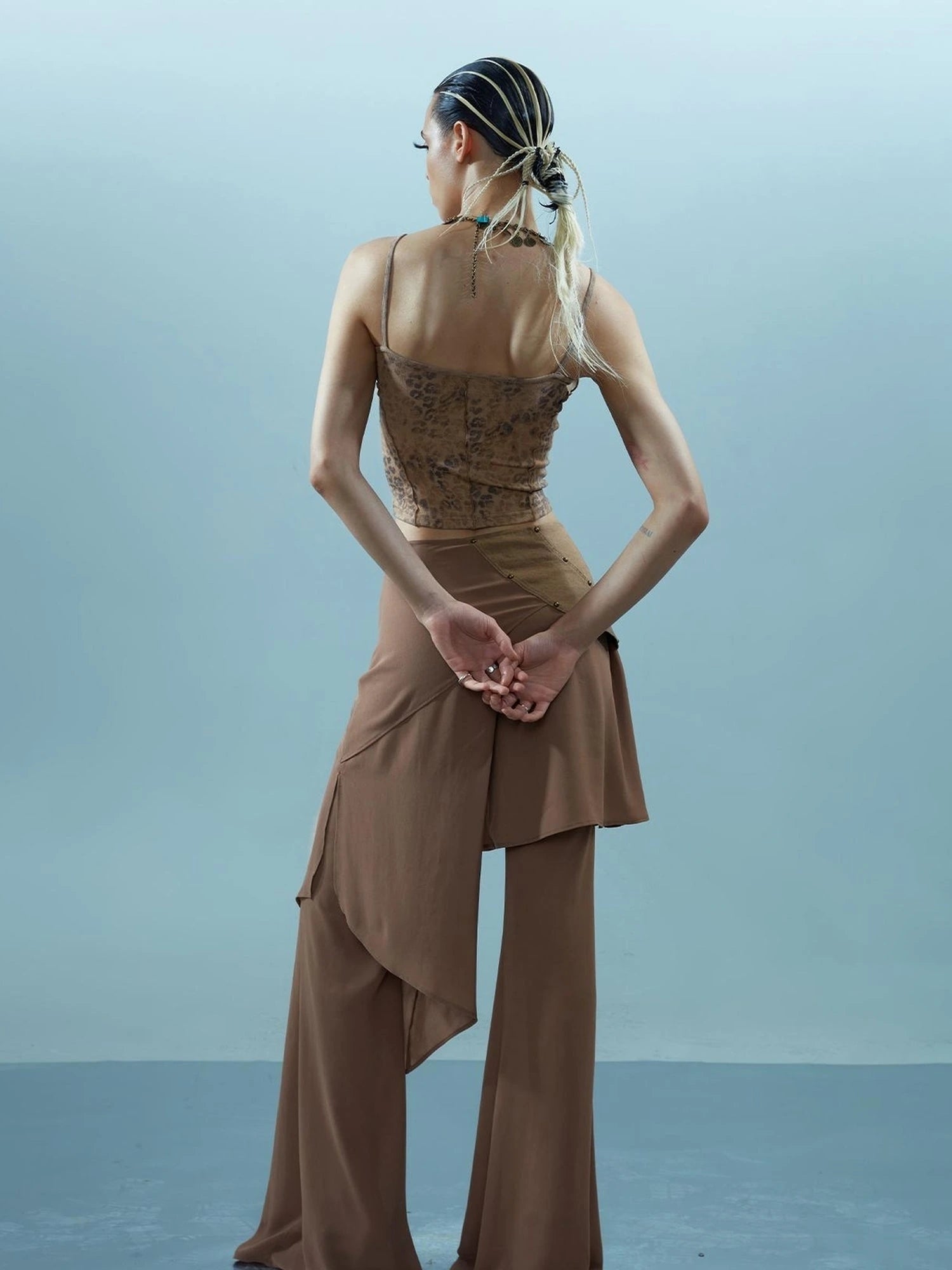 Ethereal Threads Asymmetric Chiffon Palazzo Pants