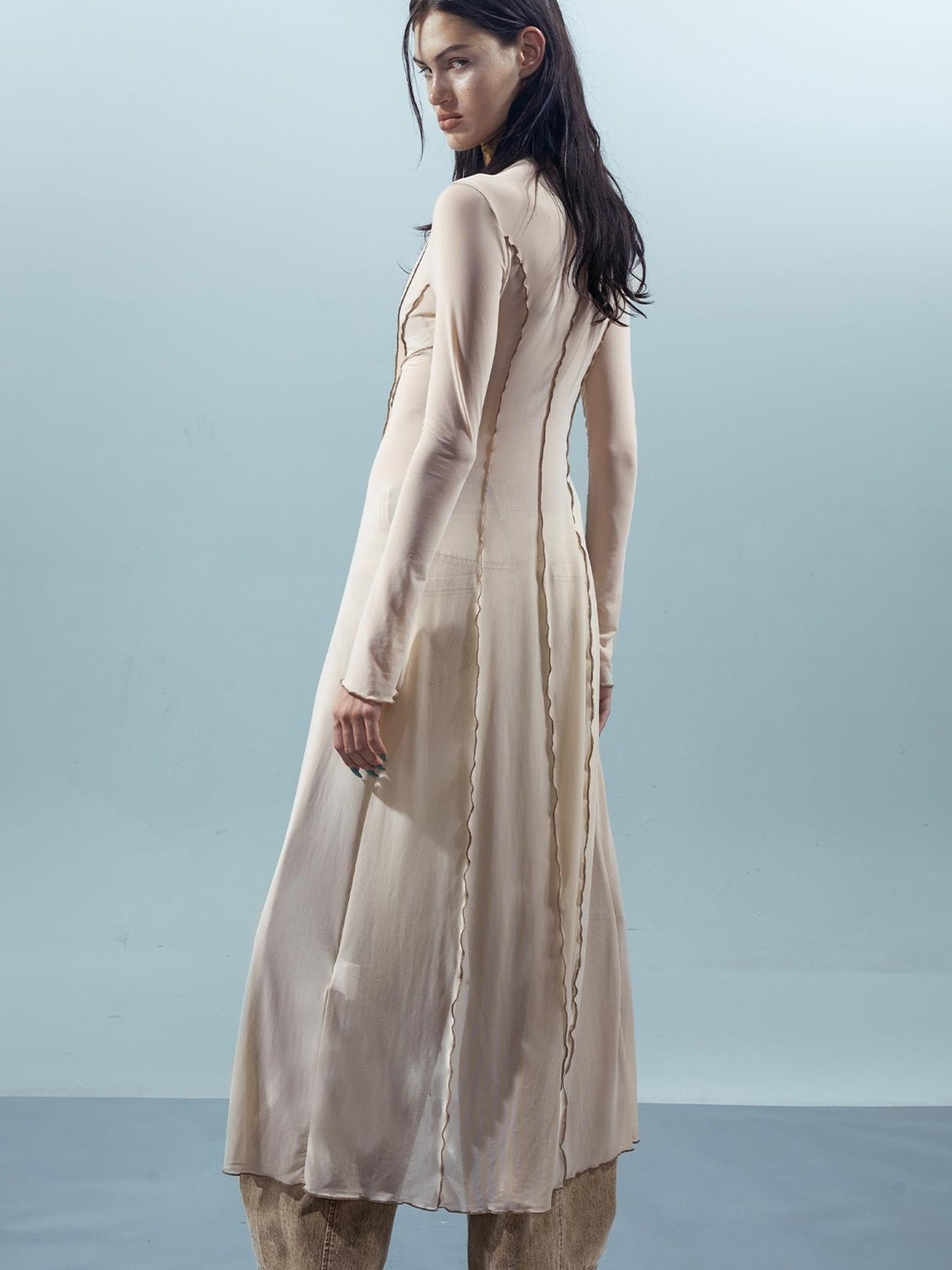 UpdateNN NORTH NODE Ethereal Threads Beaded Lace Up Mesh Knit