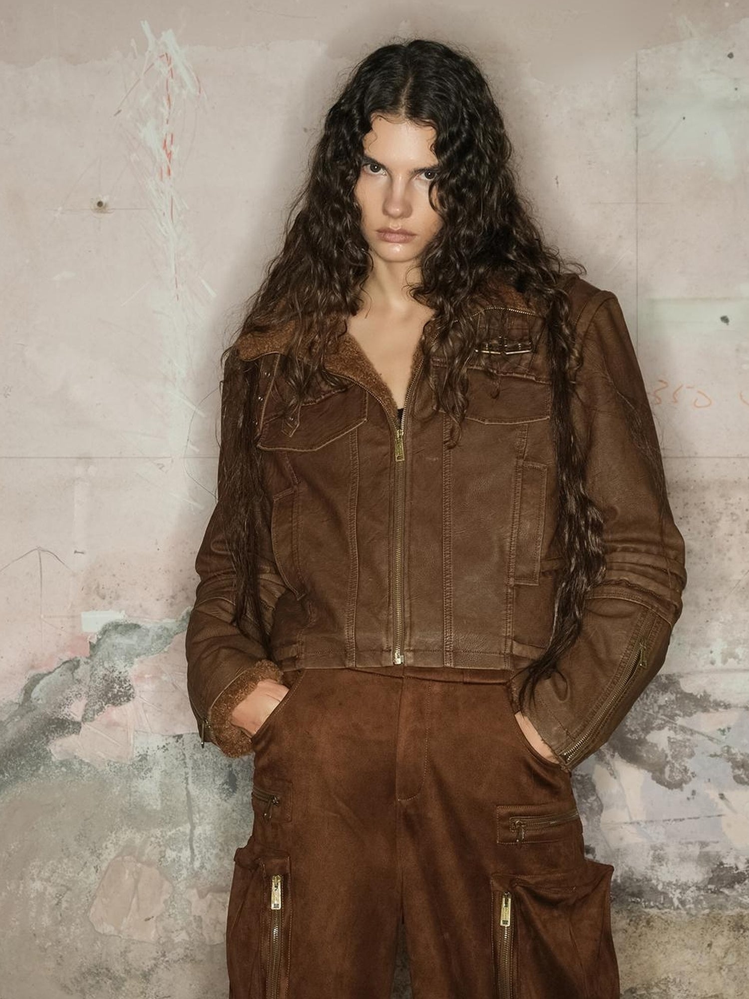 UpdateNN NORTH NODE Faux Fur Shearling Short Coat