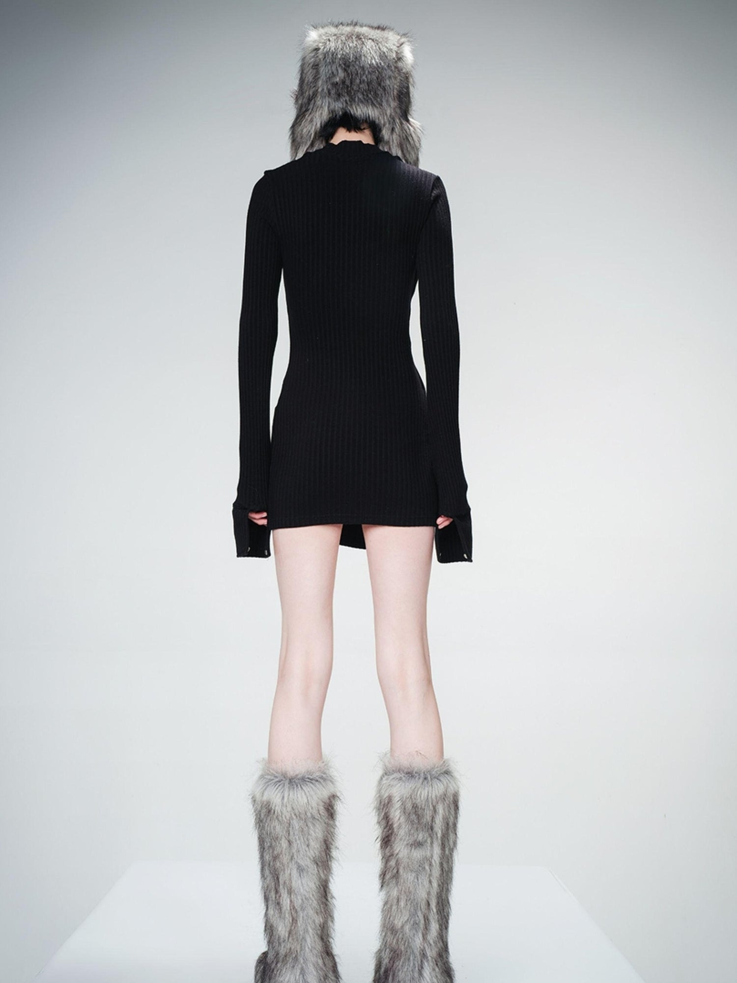 UpdateNN NORTH NODE Faux Suede Blend Knit Sweater With Paneled Design