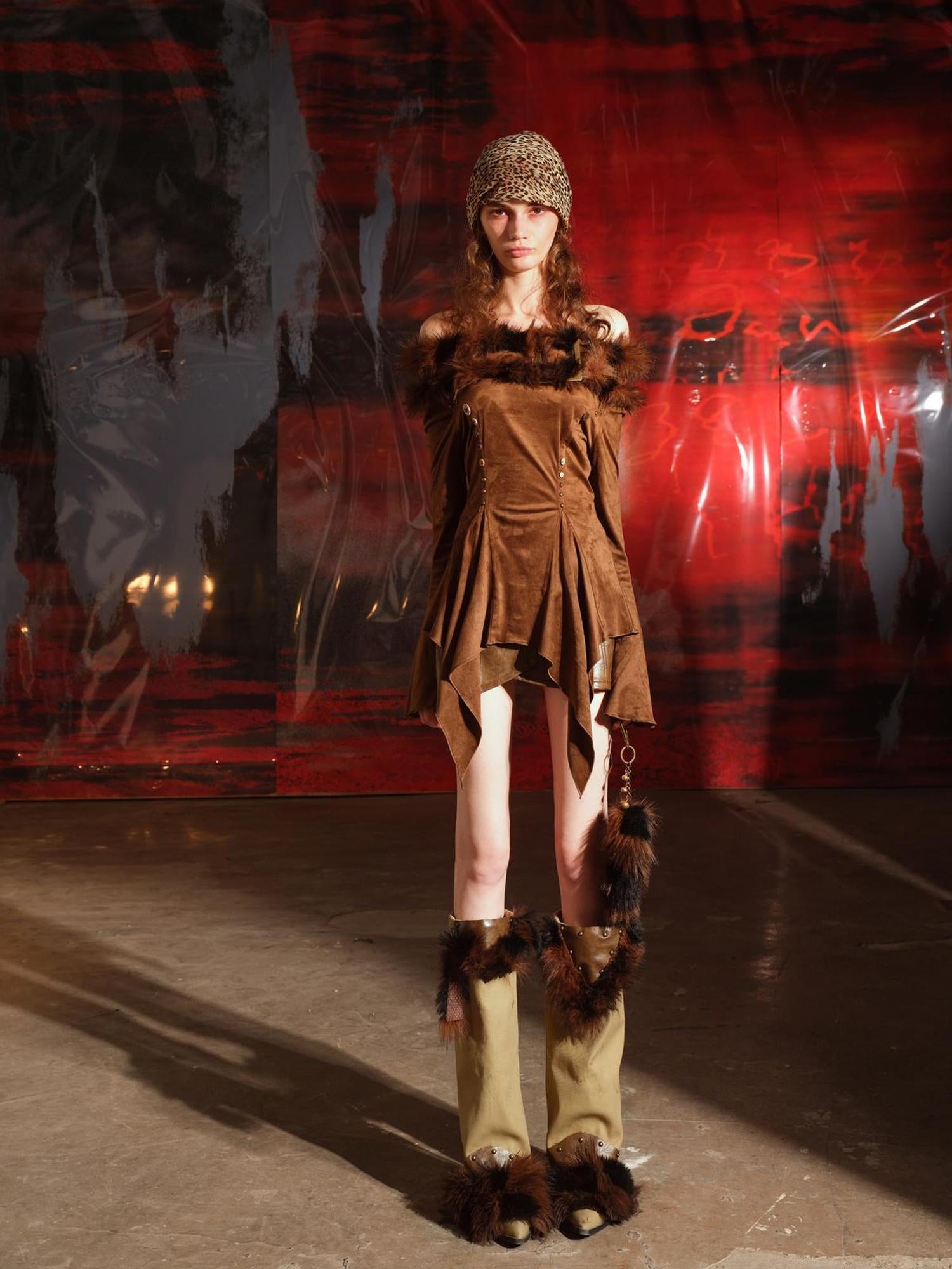 NN NORTH NODE Faux Suede Eco Fur Multi Way Belt