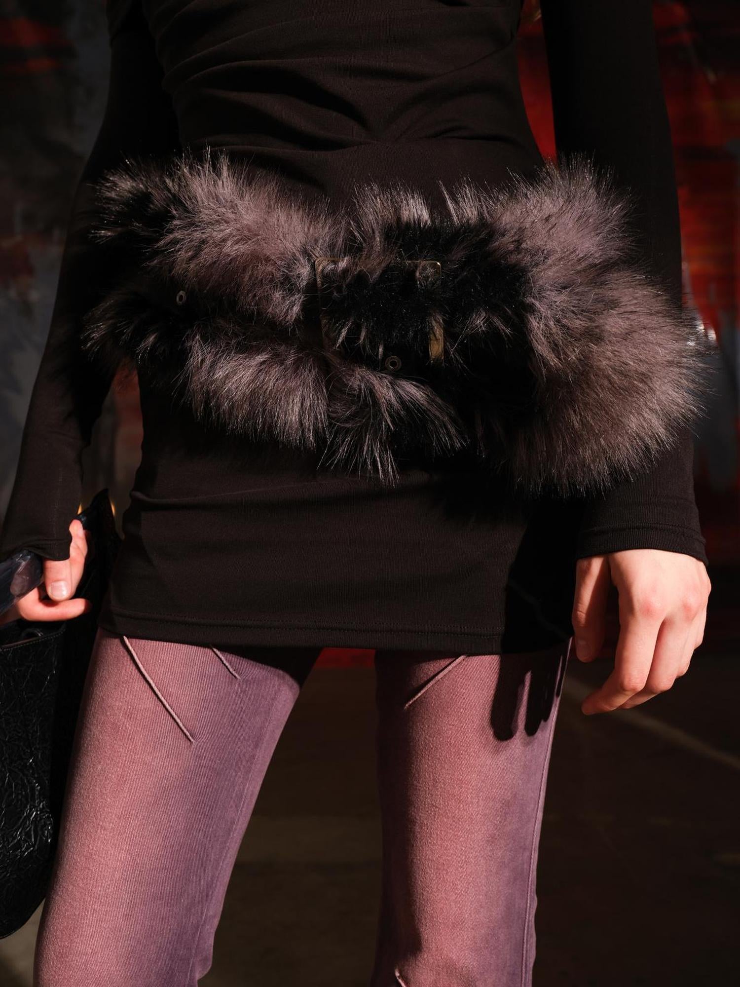 NN NORTH NODE Faux Suede Eco Fur Multi Way Belt