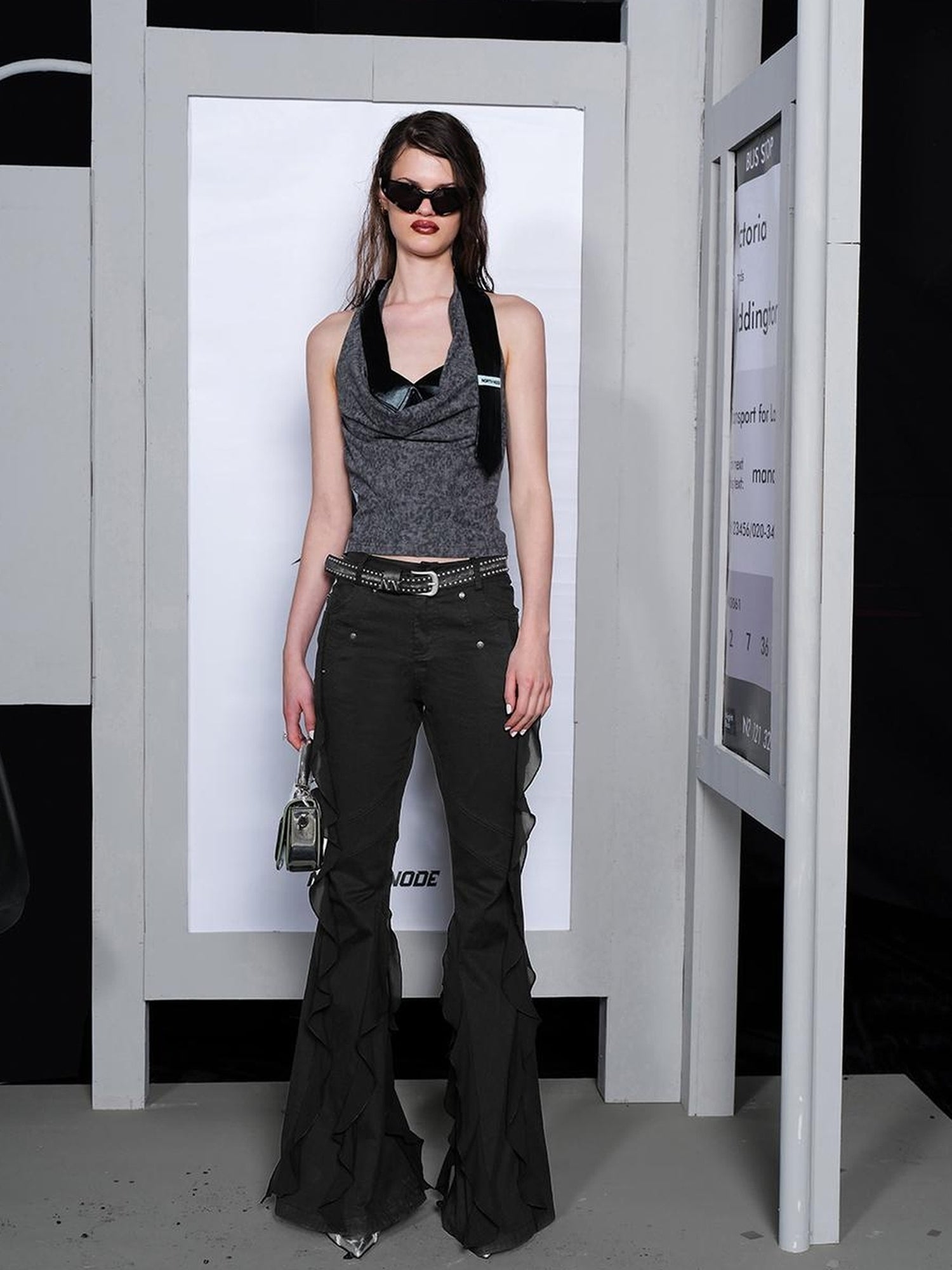 UpdateNN NORTH NODE Flared Hemline Trousers With Lotus Edge Detail