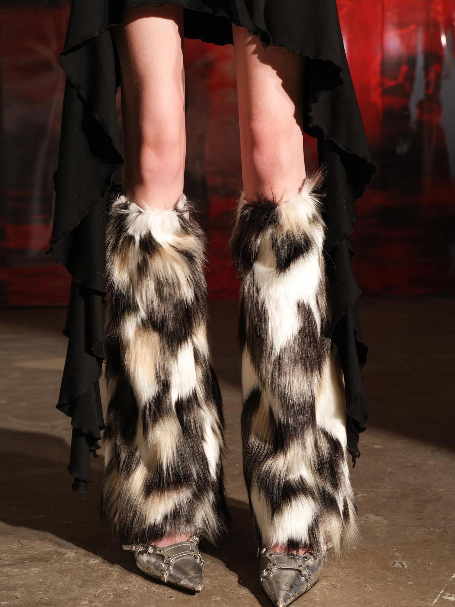 NN NORTH NODE Fleece Leg Warmers With Colorful Fasteners