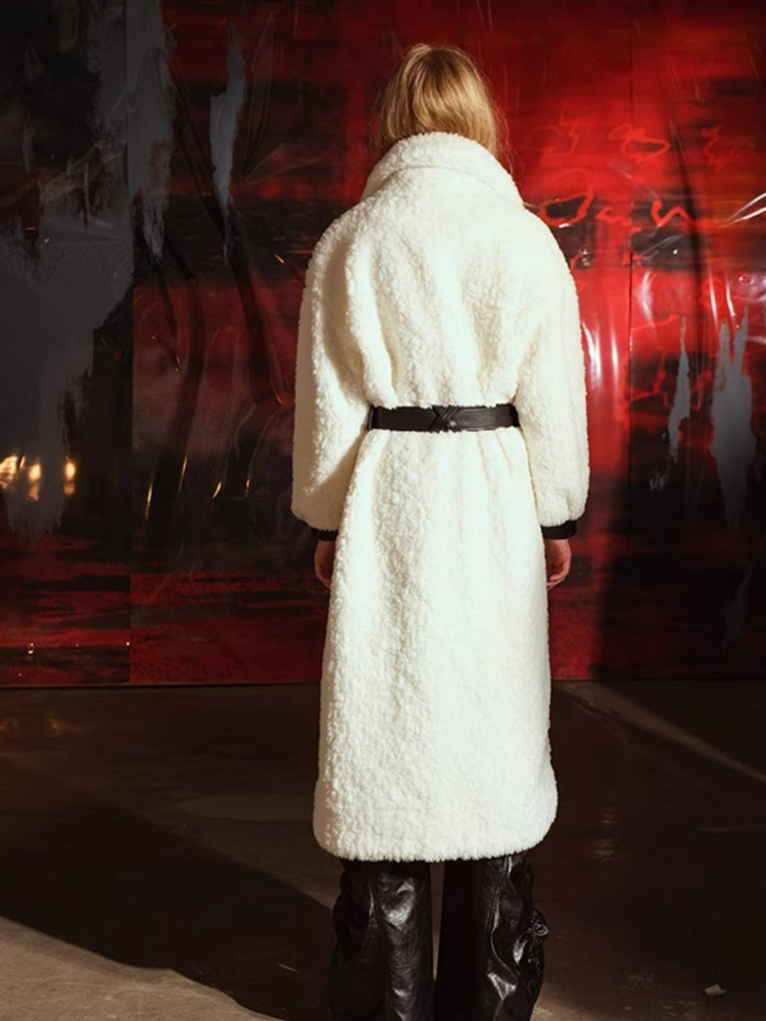 UpdateNN NORTH NODE Fuzzy Plush Robe Coat With Waist Tie