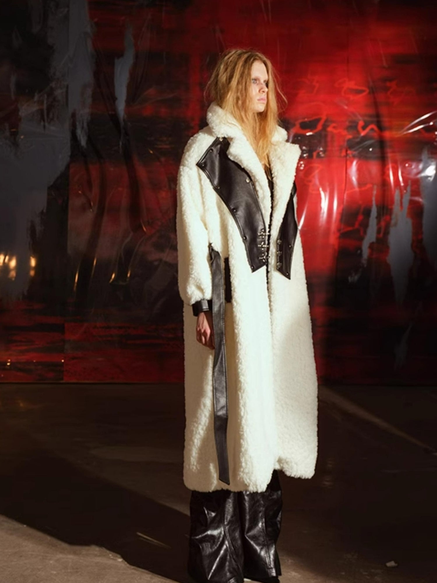 UpdateNN NORTH NODE Fuzzy Plush Robe Coat With Waist Tie