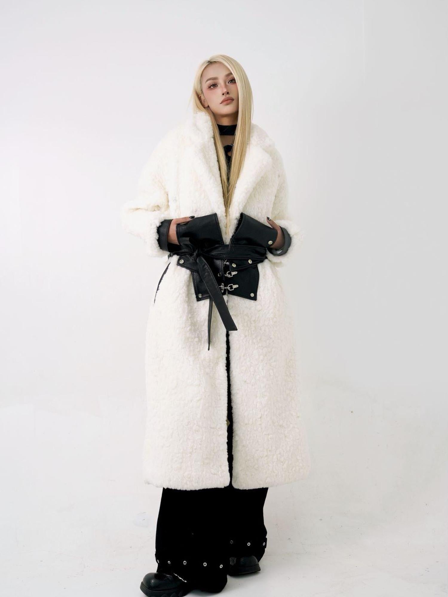 UpdateNN NORTH NODE Fuzzy Plush Robe Coat With Waist Tie