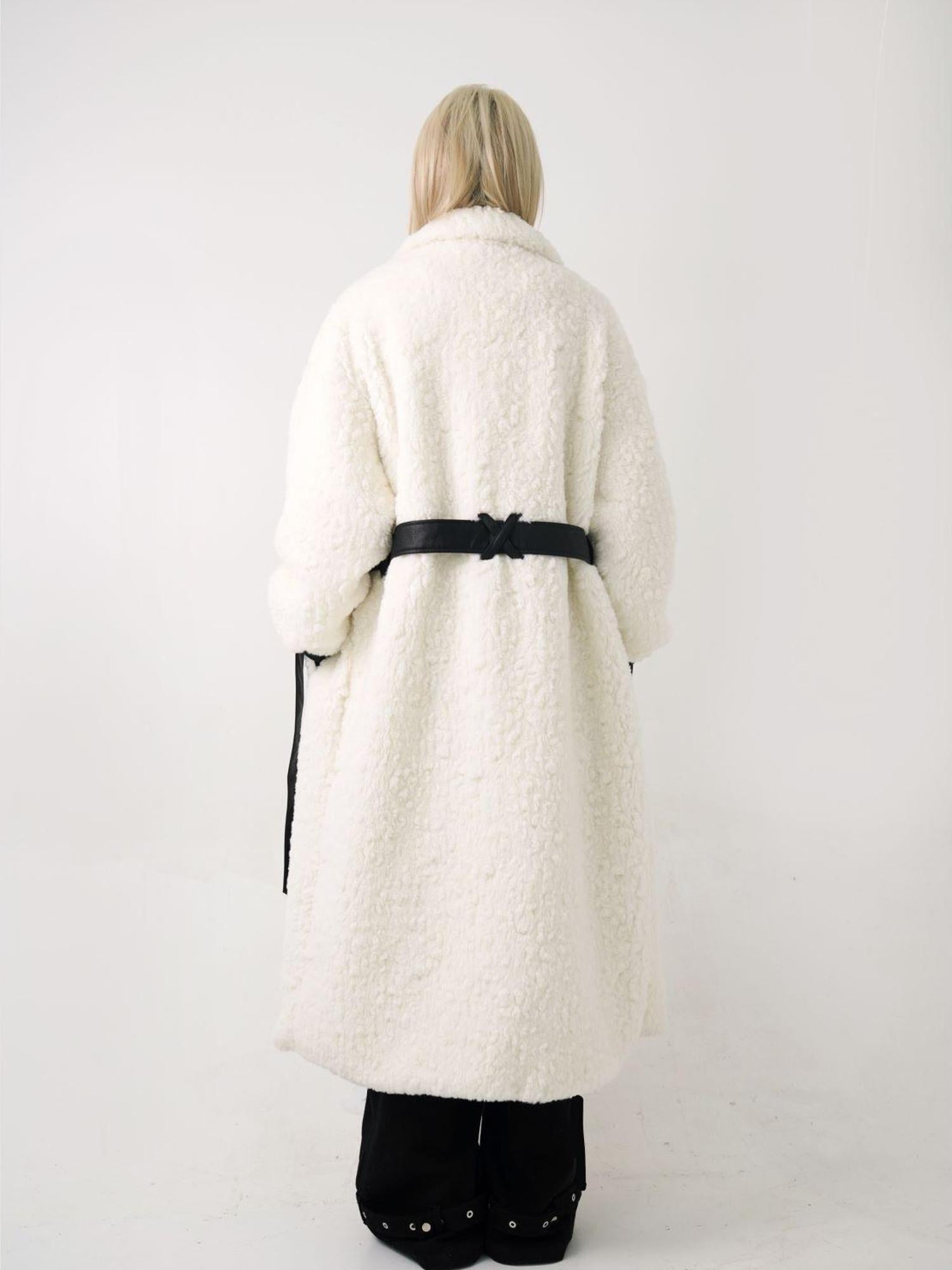 UpdateNN NORTH NODE Fuzzy Plush Robe Coat With Waist Tie