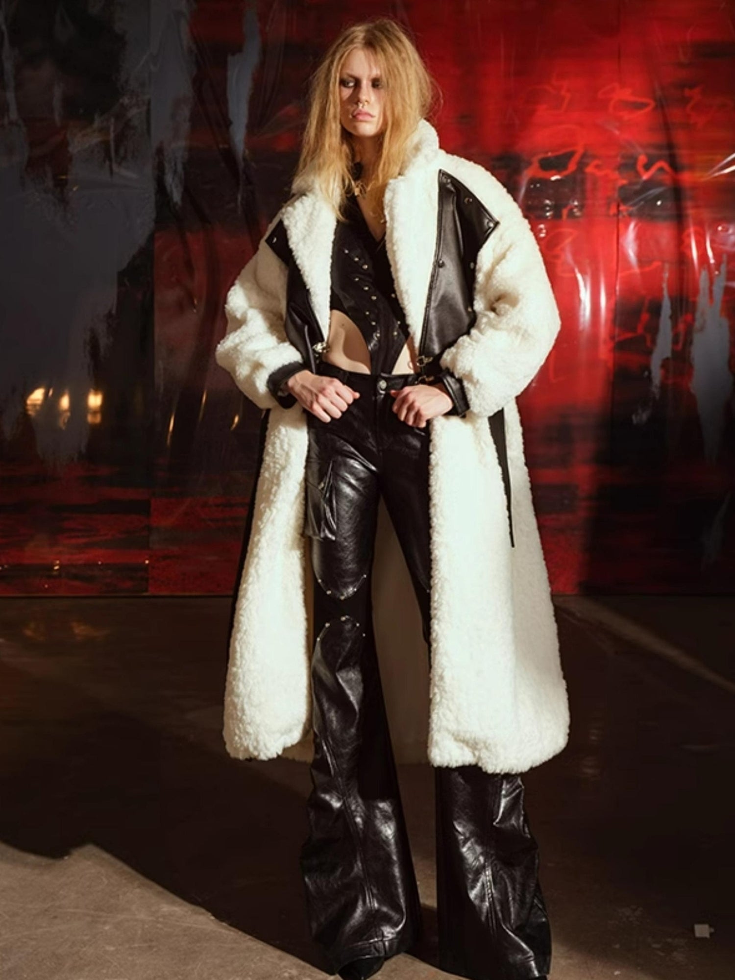 UpdateNN NORTH NODE Fuzzy Plush Robe Coat With Waist Tie