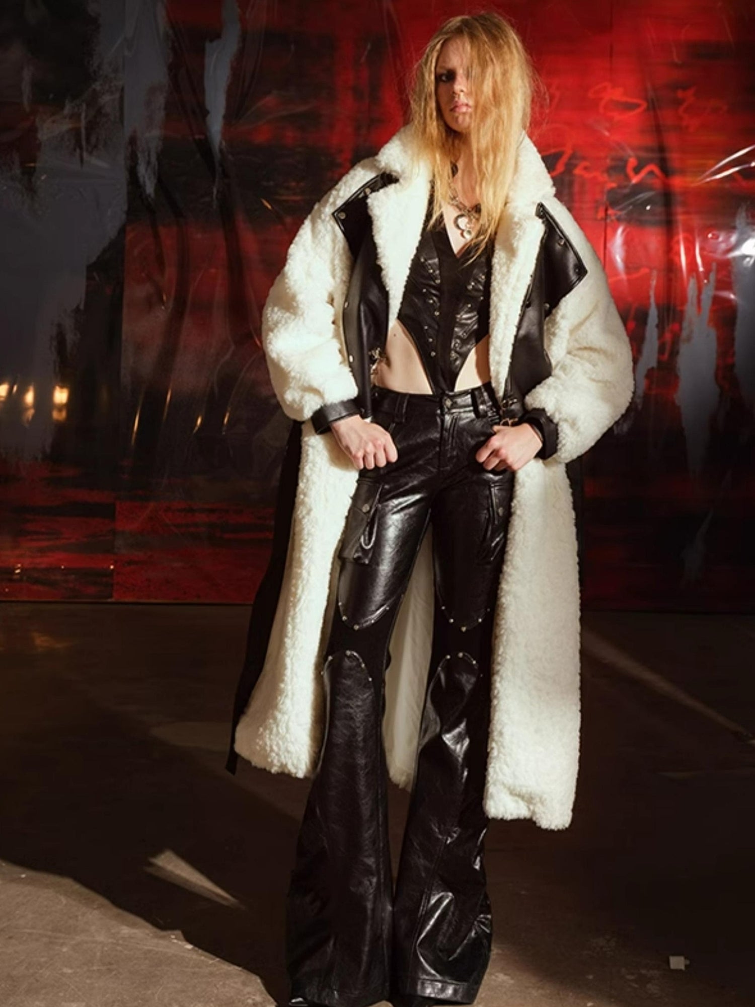 UpdateNN NORTH NODE Fuzzy Plush Robe Coat With Waist Tie