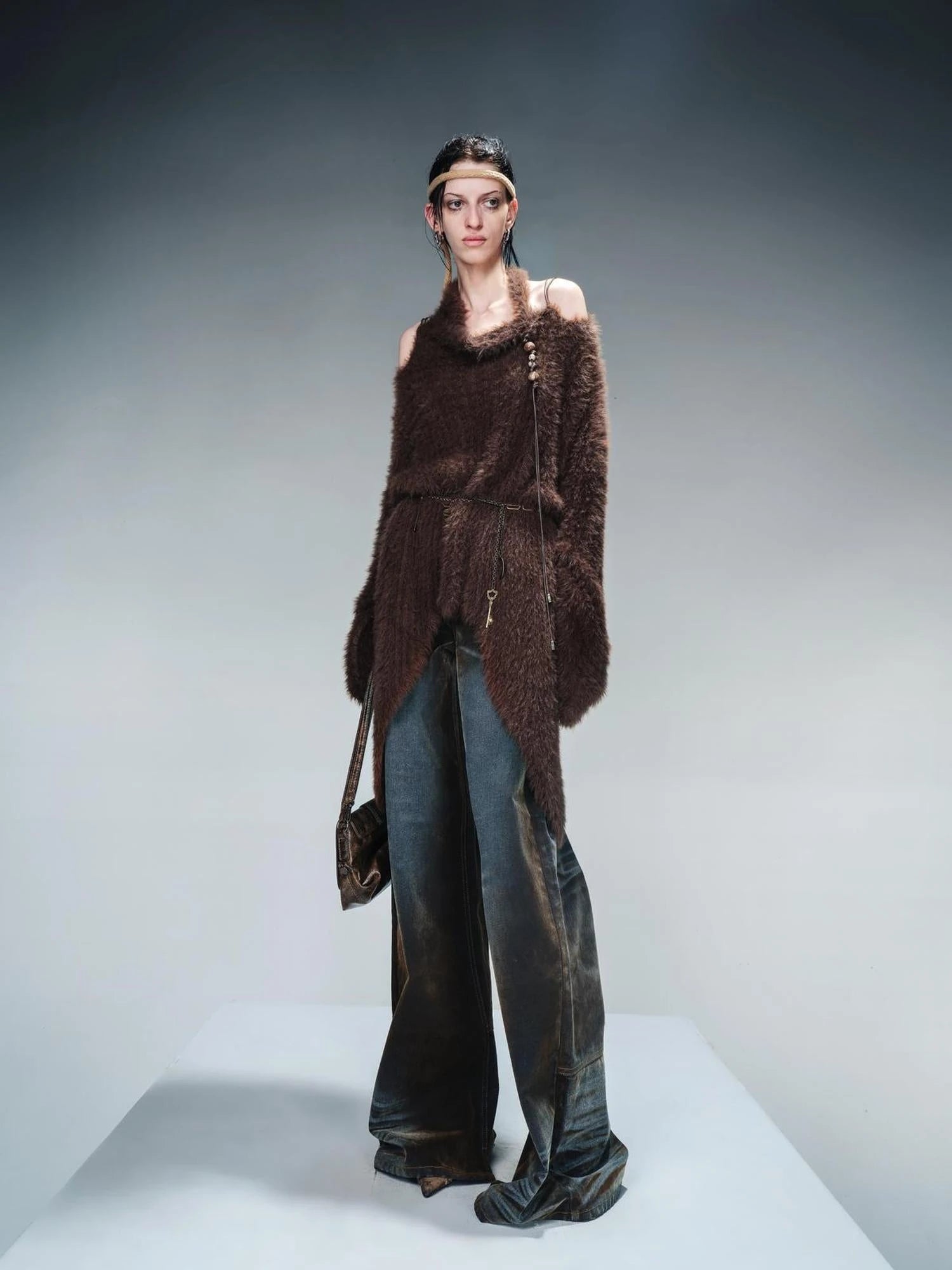 Imitation Mink Fur Irregular Knit Sweater