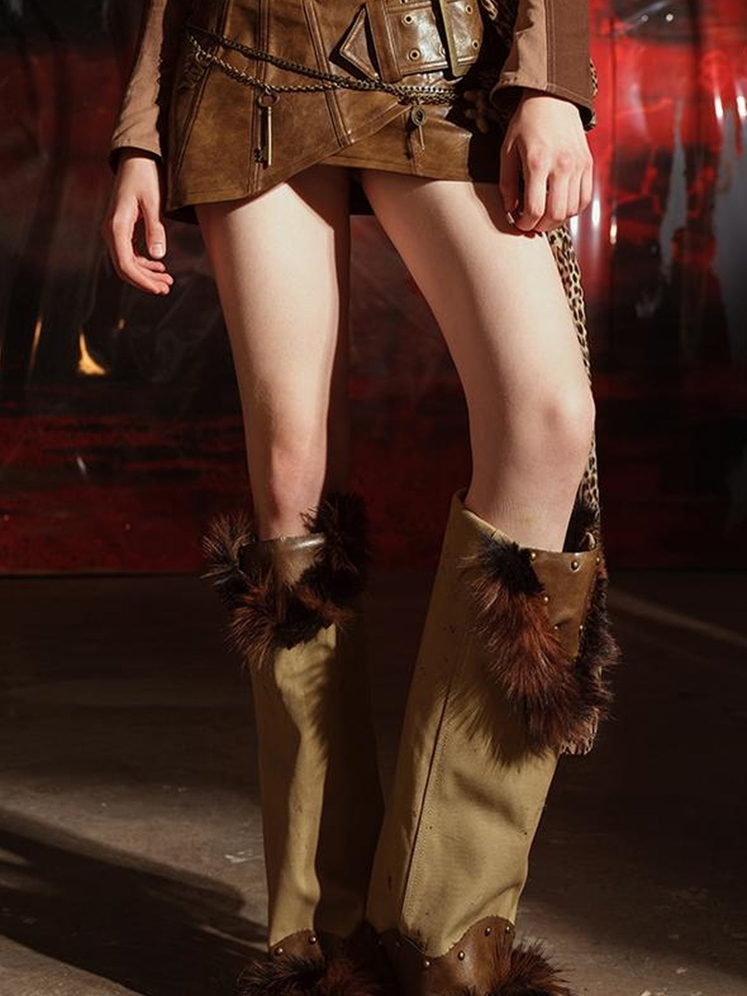 UpdateNN NORTH NODE Irregular Leather Mini Skirt With Asymmetric Hem