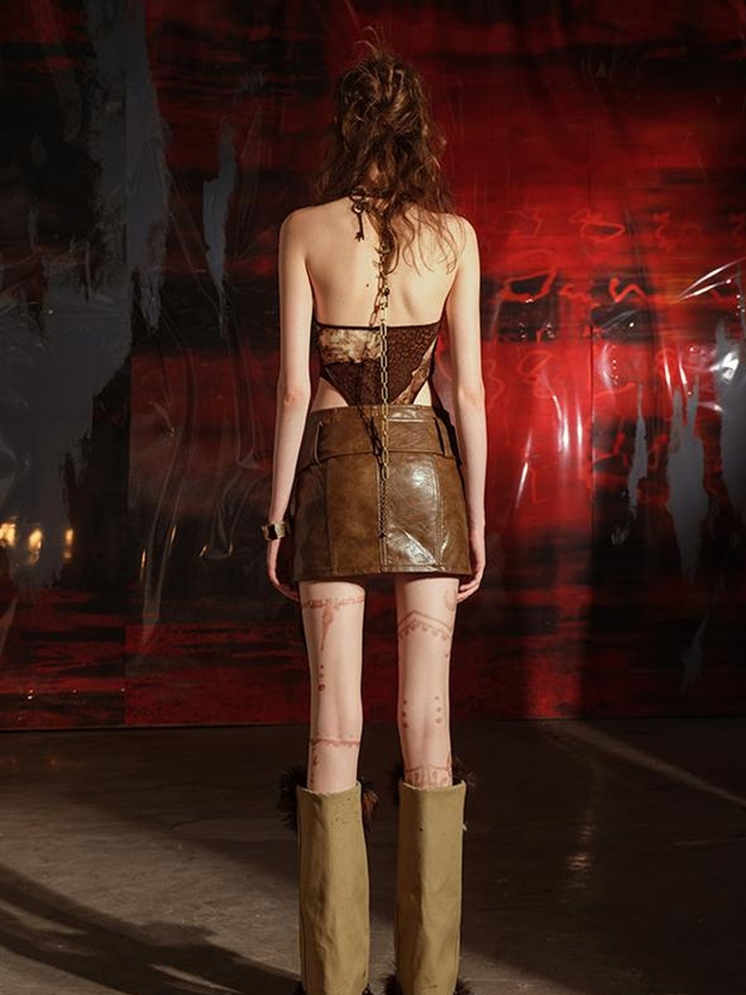 UpdateNN NORTH NODE Irregular Leather Mini Skirt With Asymmetric Hem