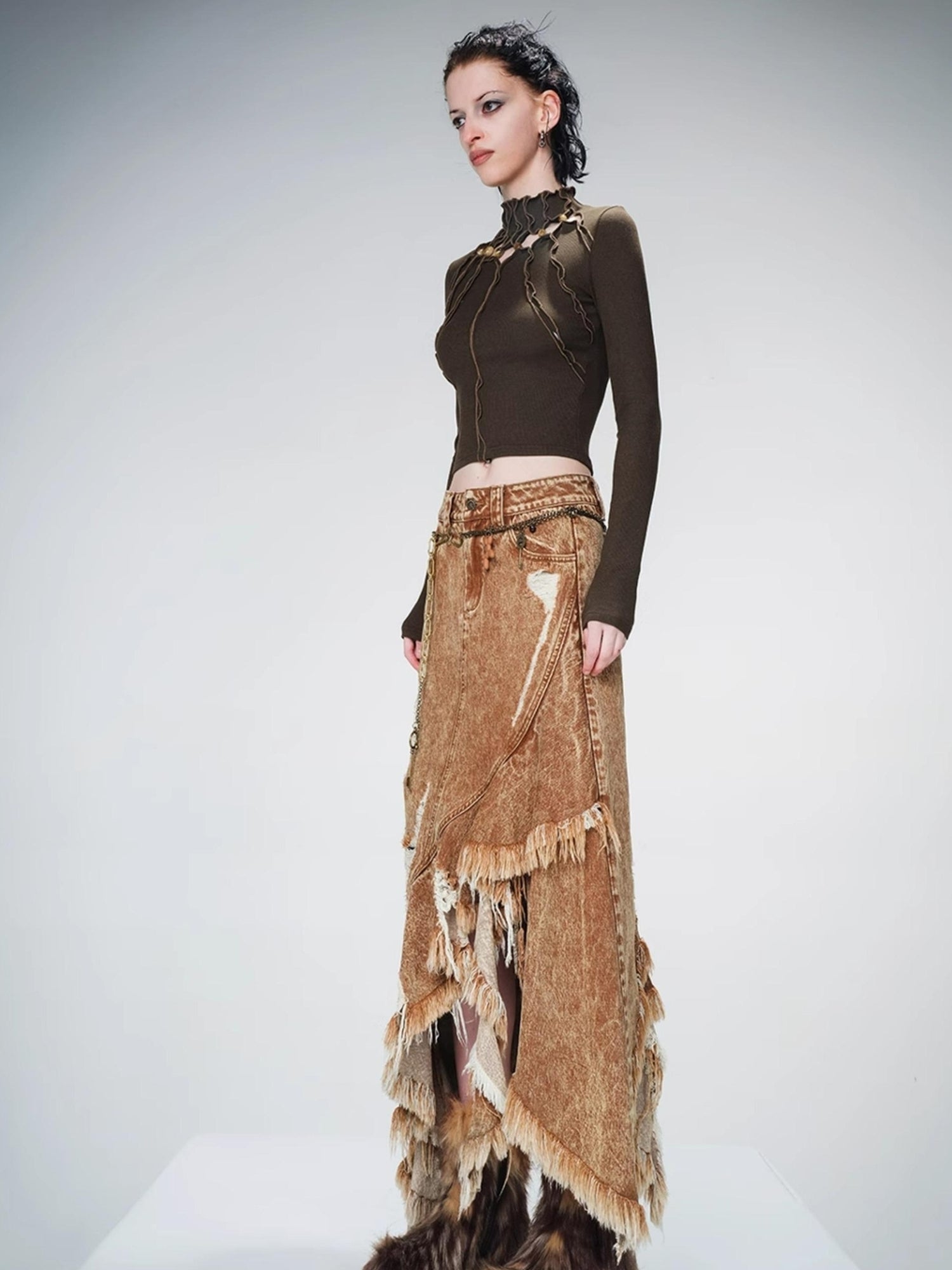 UpdateNN NORTH NODE Knitted Beaded Cutout Turtleneck Top