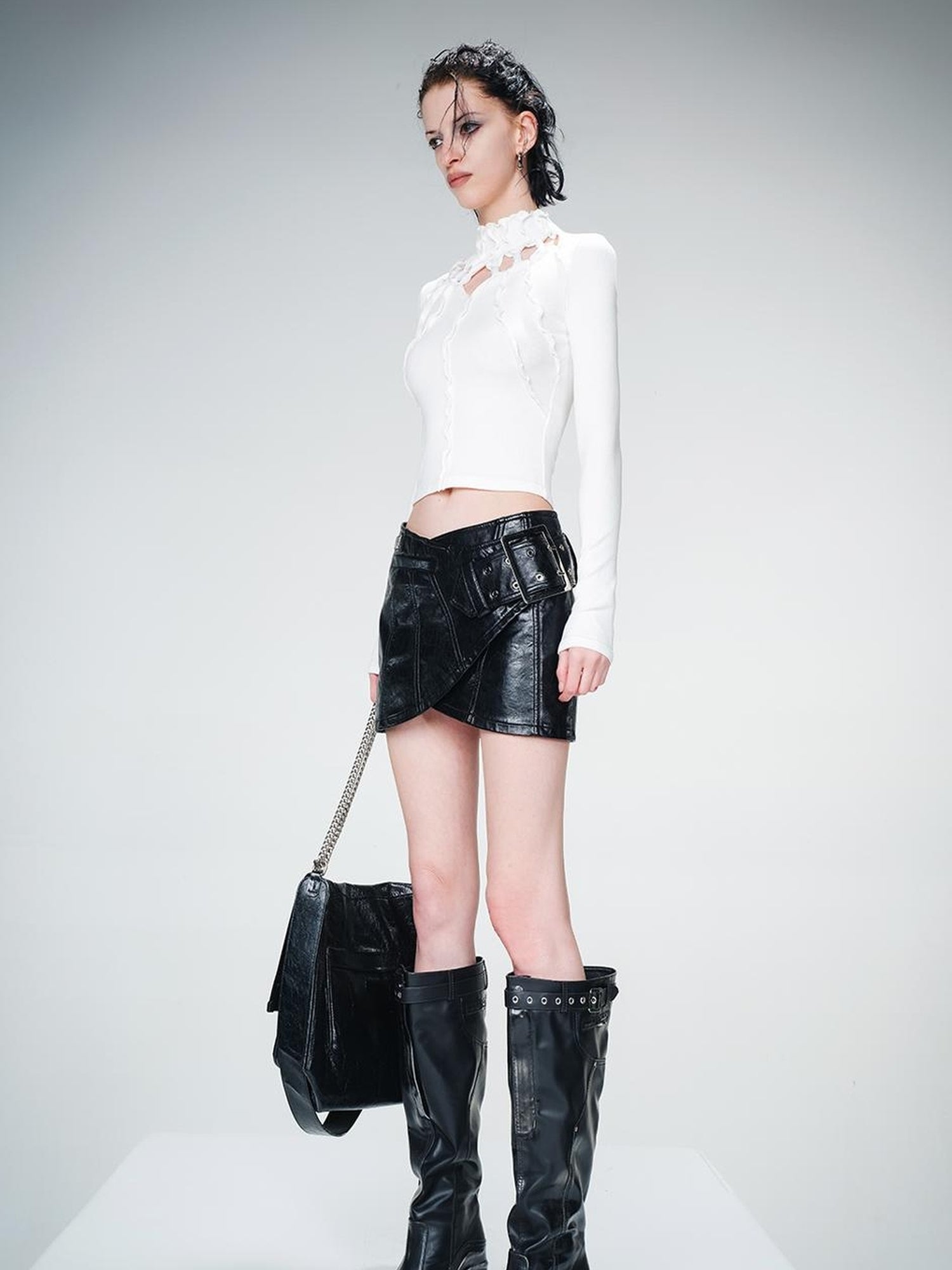 UpdateNN NORTH NODE Knitted Beaded Cutout Turtleneck Top