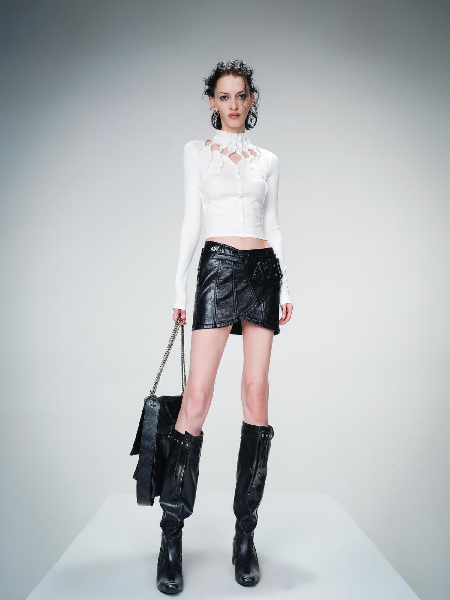 UpdateNN NORTH NODE Knitted Beaded Cutout Turtleneck Top