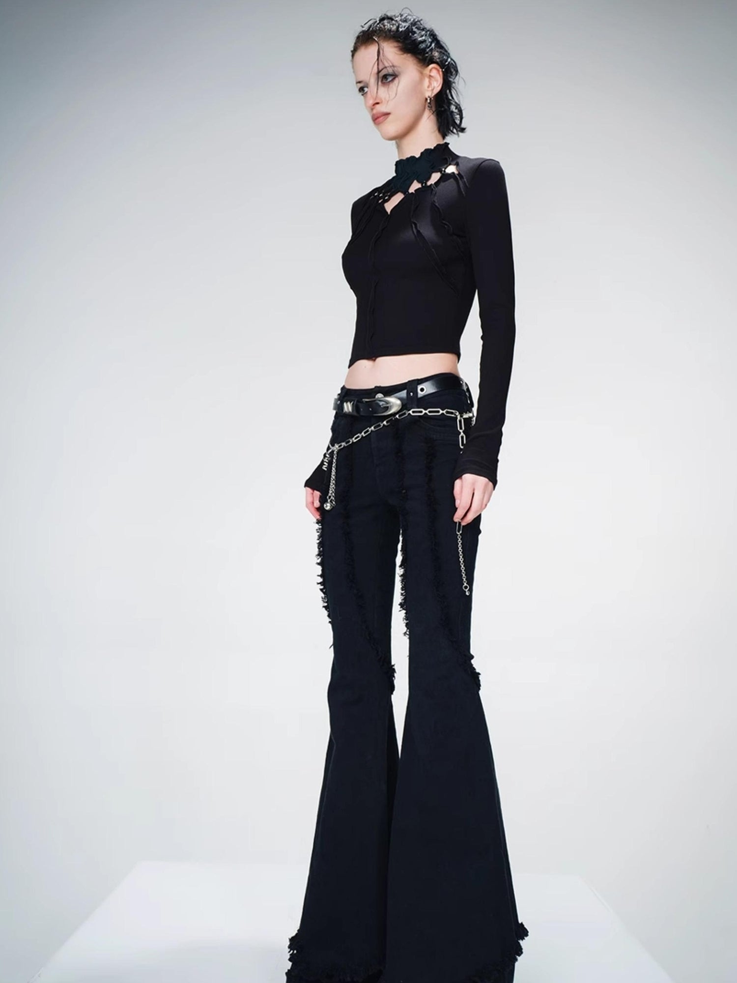 UpdateNN NORTH NODE Knitted Beaded Cutout Turtleneck Top