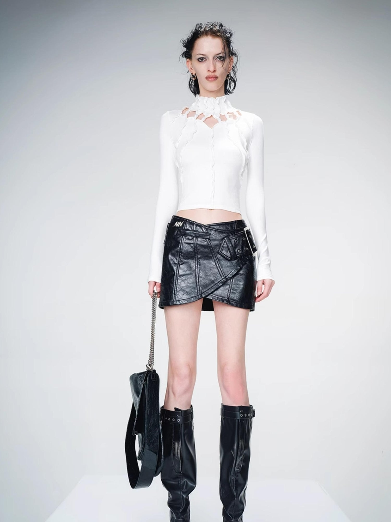 UpdateNN NORTH NODE Knitted Beaded Cutout Turtleneck Top