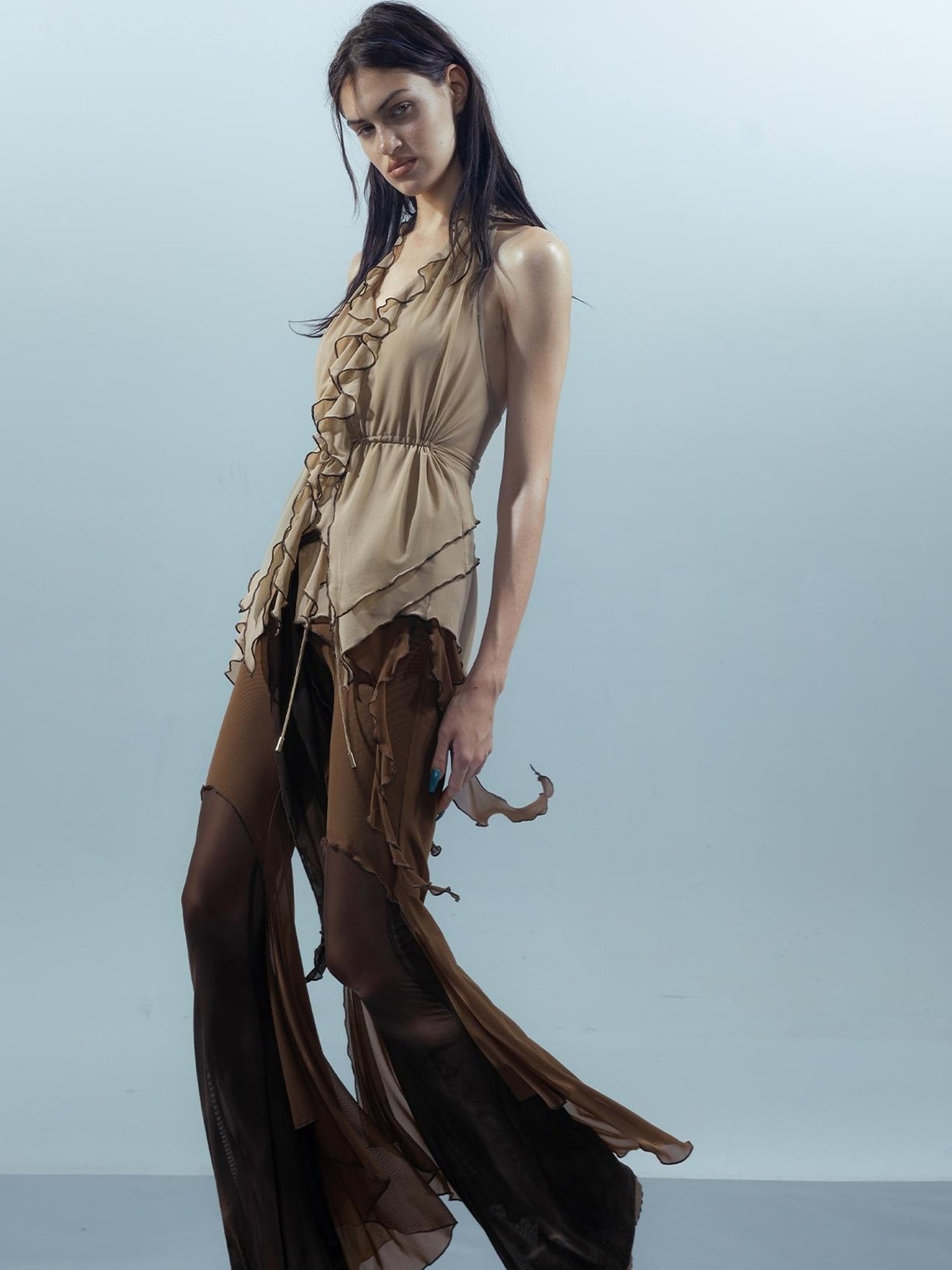 UpdateNN NORTH NODE Lace Edge Camisole with Drawstring Mesh Hem