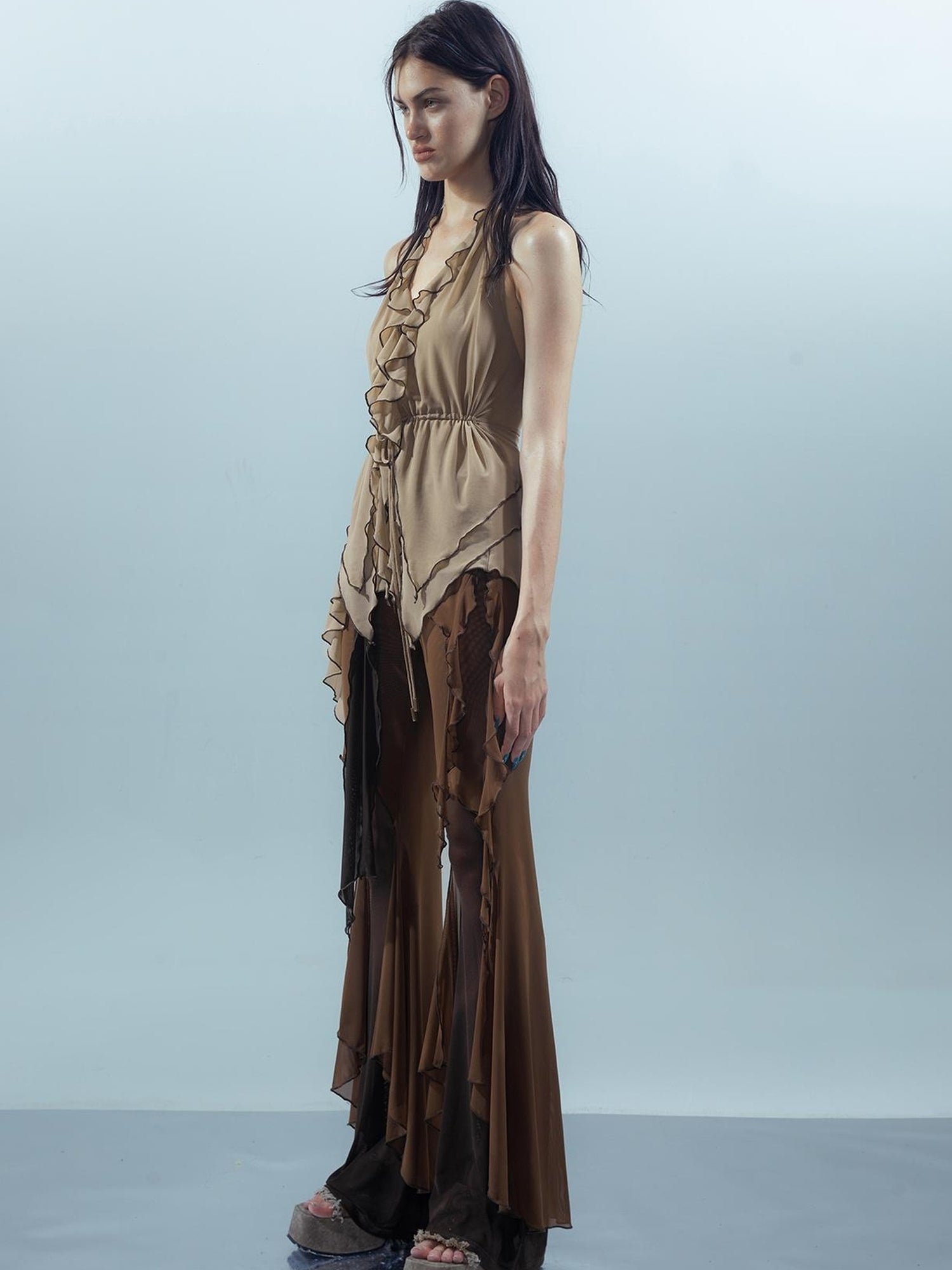UpdateNN NORTH NODE Lace Edge Camisole with Drawstring Mesh Hem