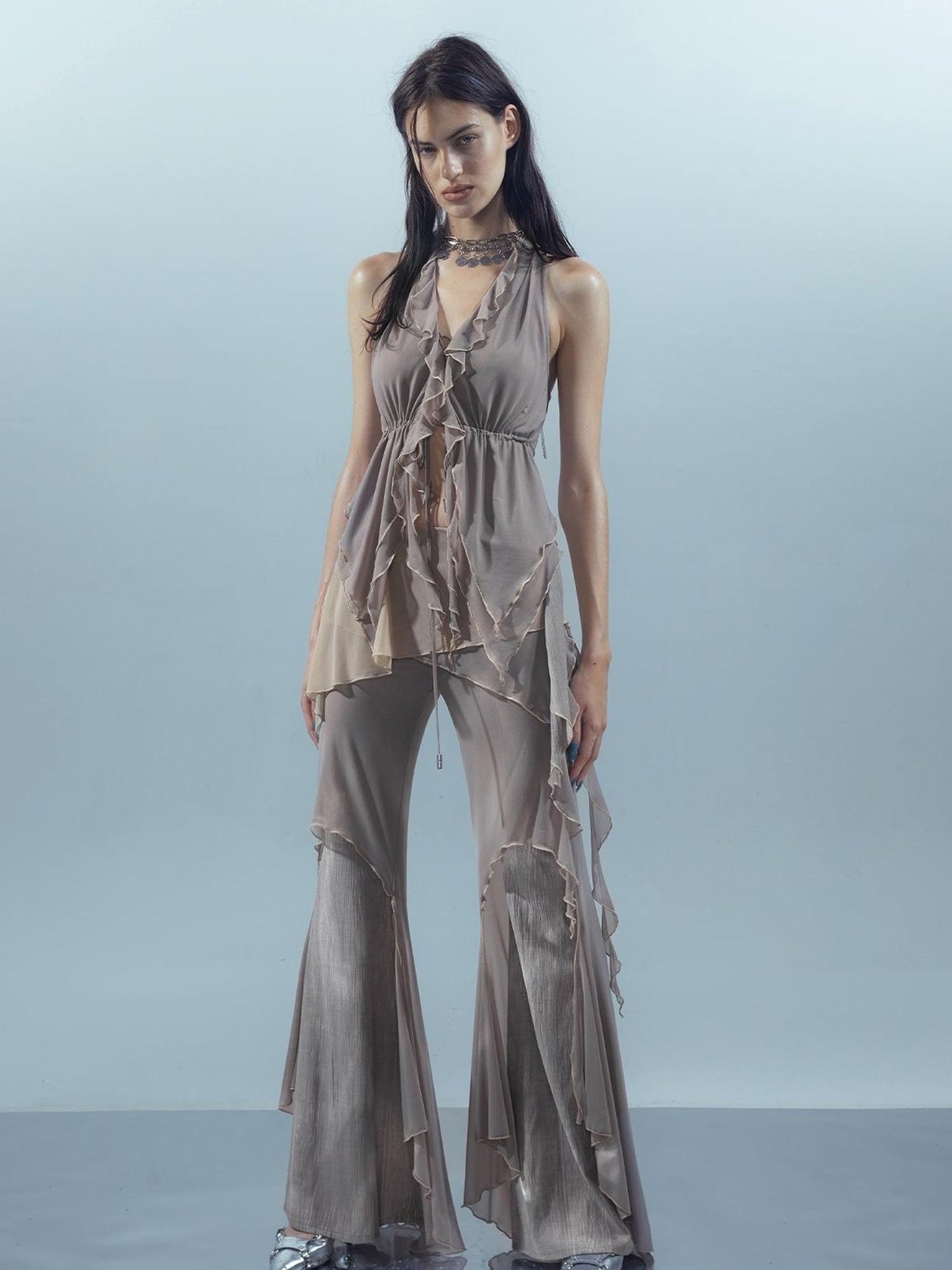 UpdateNN NORTH NODE Lace Edge Camisole with Drawstring Mesh Hem