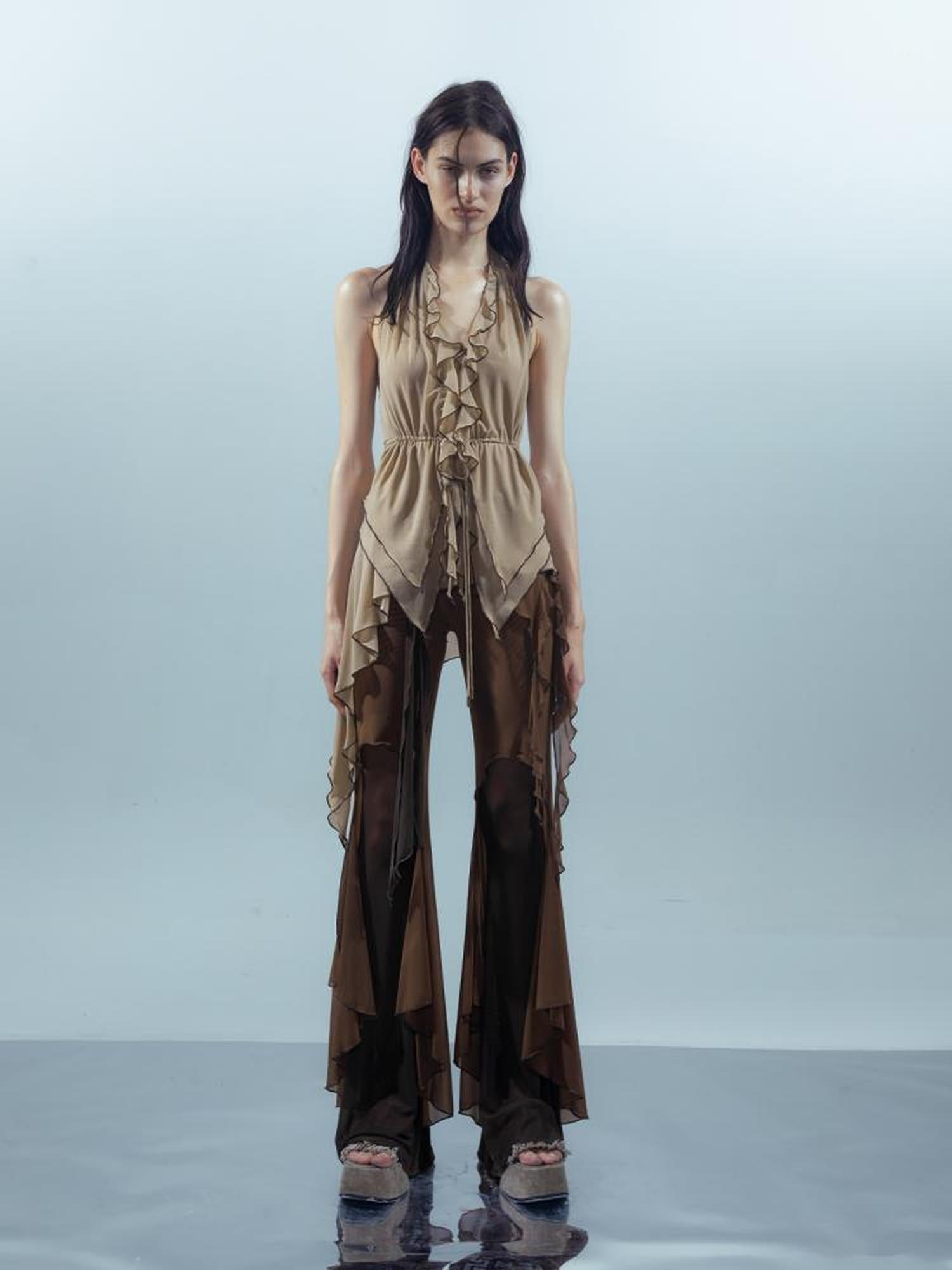 UpdateNN NORTH NODE Lace Edge Camisole with Drawstring Mesh Hem