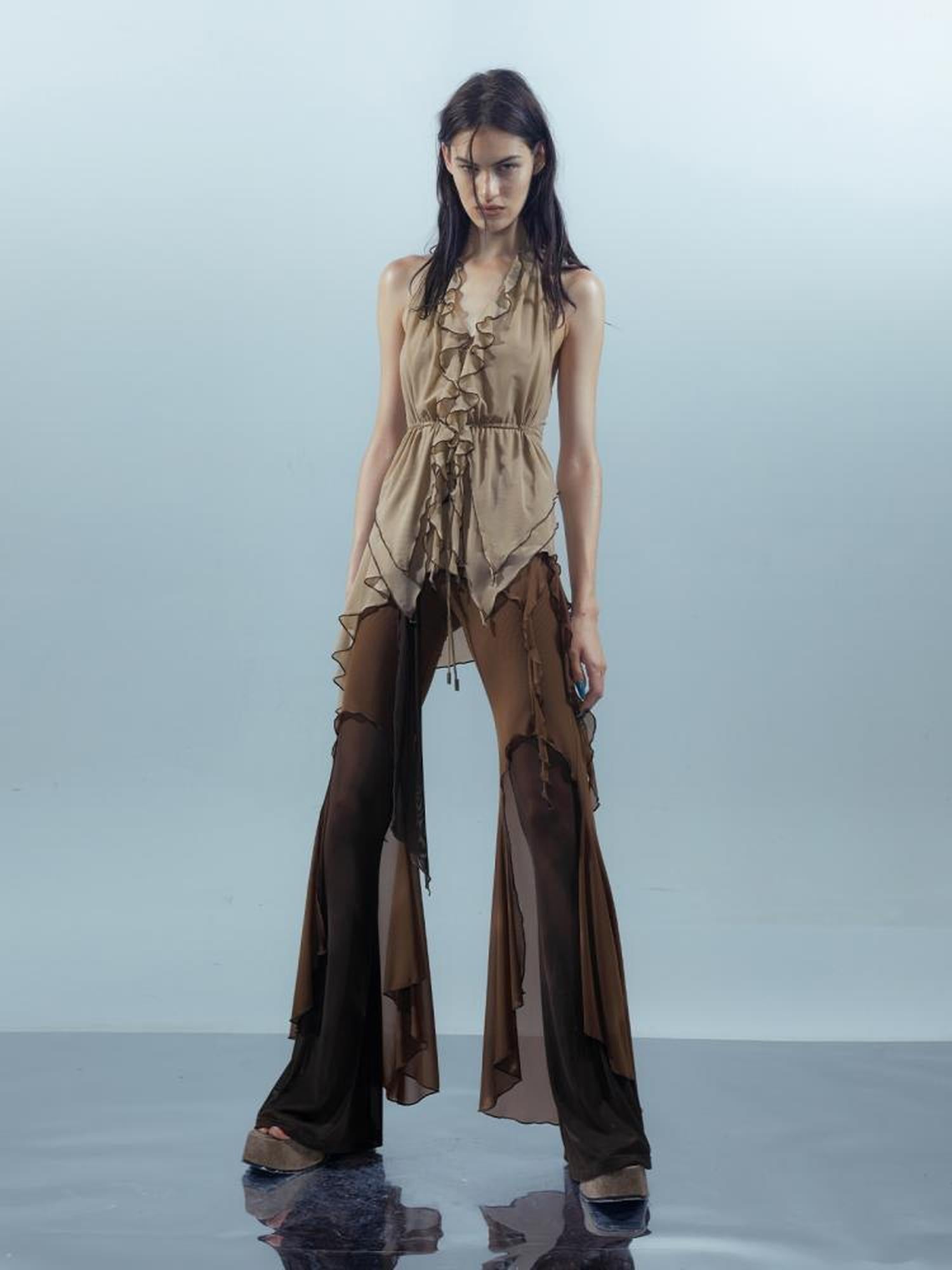 UpdateNN NORTH NODE Lace Edge Camisole with Drawstring Mesh Hem