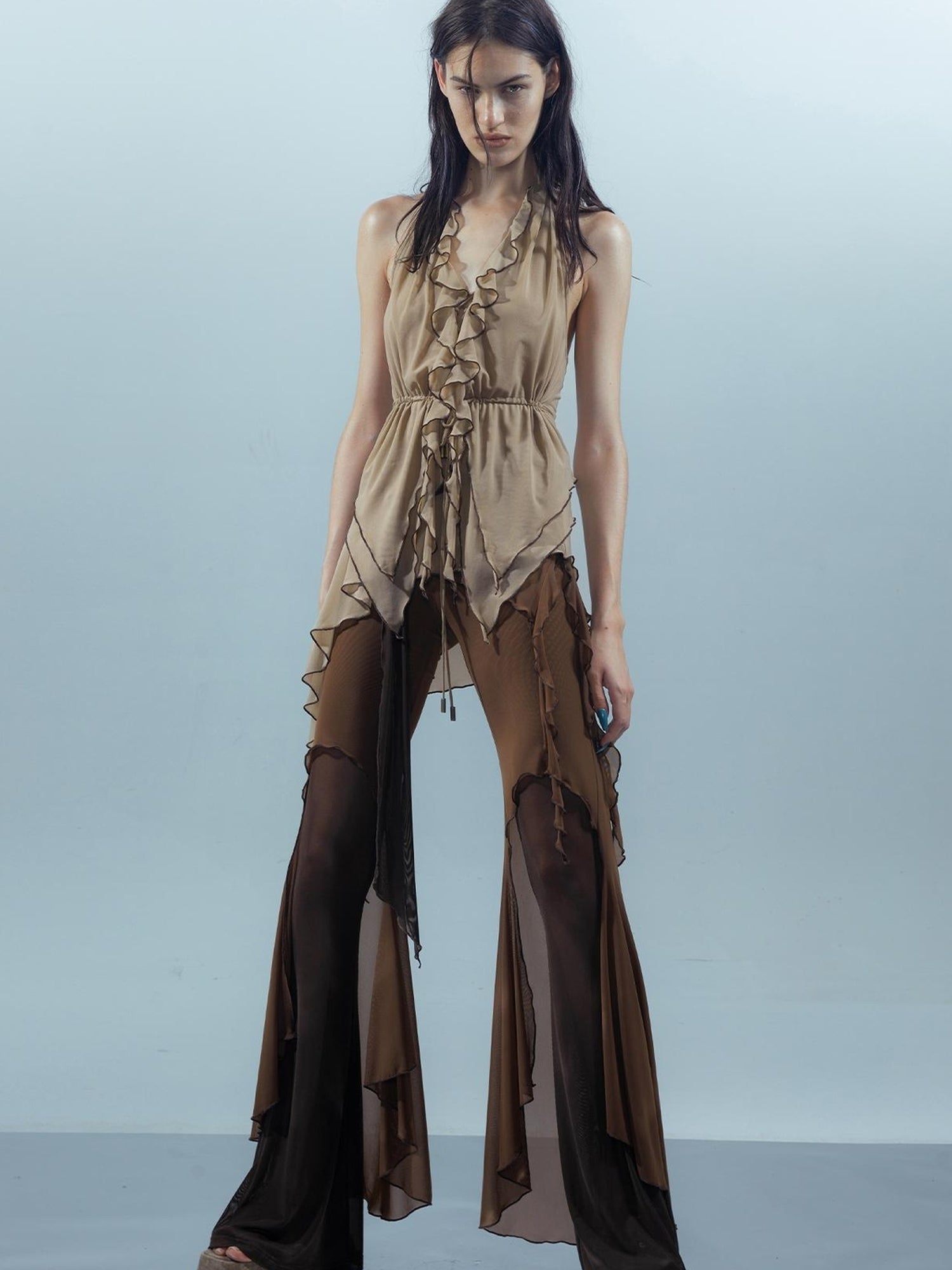 UpdateNN NORTH NODE Lace Edge Camisole with Drawstring Mesh Hem