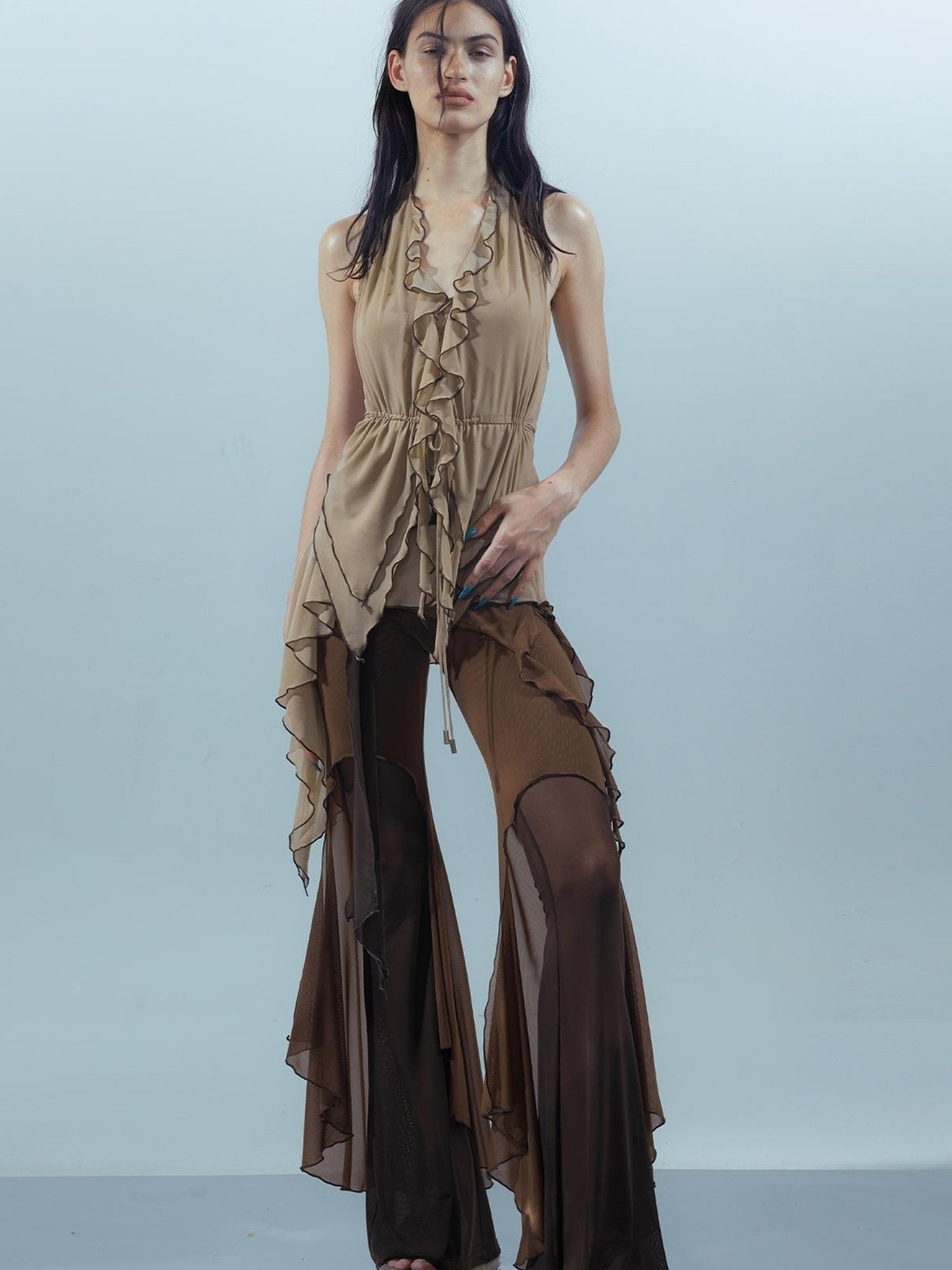 UpdateNN NORTH NODE Lace Edge Camisole with Drawstring Mesh Hem