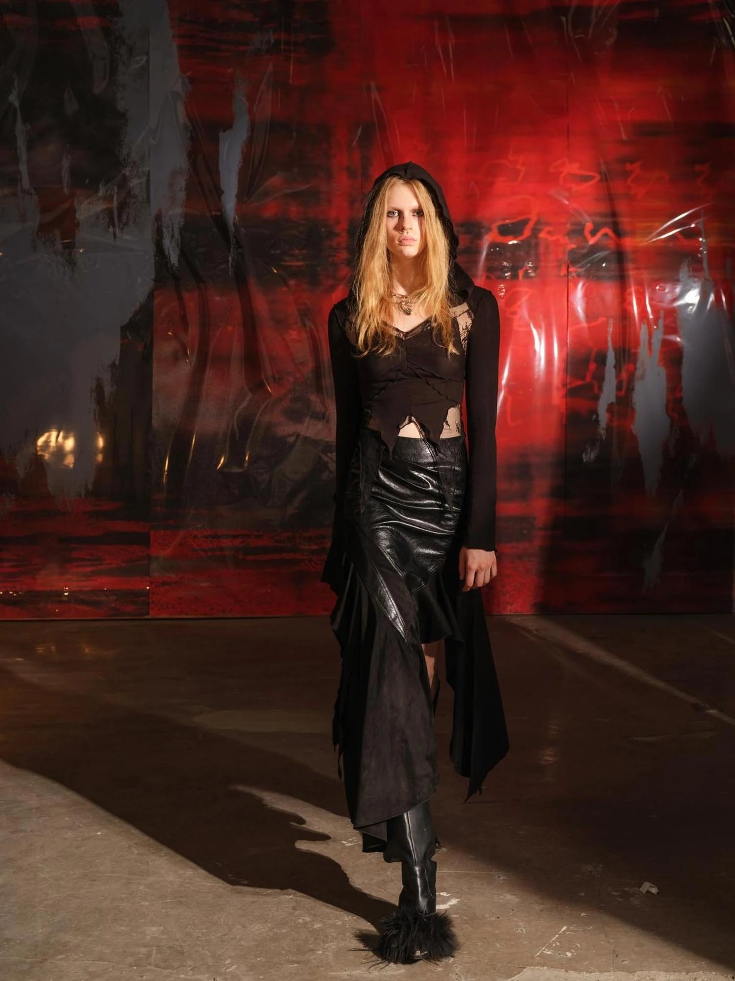 Lace Trimmed Flower Child Hooded Sweatshirt