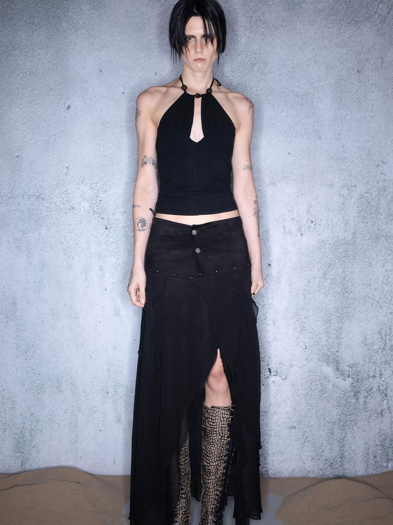 UpdateNN NORTH NODE Layered Chiffon Asymmetric Hem Skirt With Ruffles