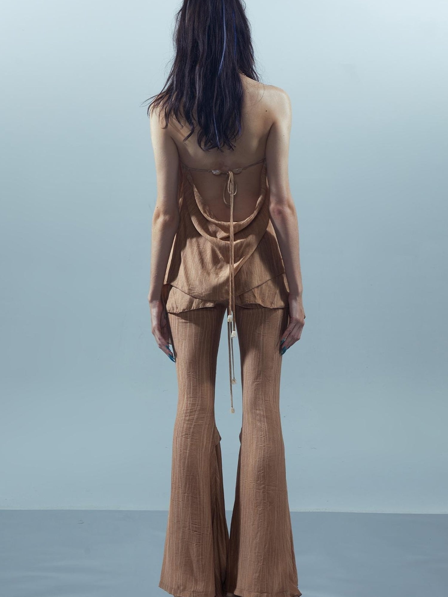 UpdateNN NORTH NODE Liquid Seam Flared Trousers with Flowy Side Panels