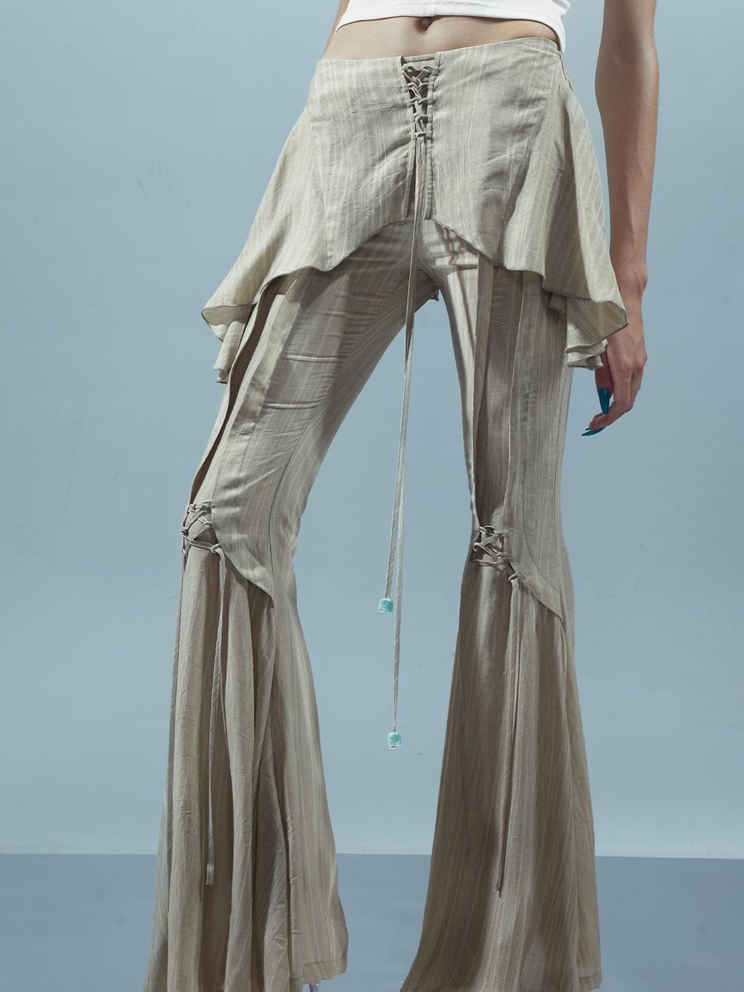 UpdateNN NORTH NODE Liquid Seam Flared Trousers with Flowy Side Panels